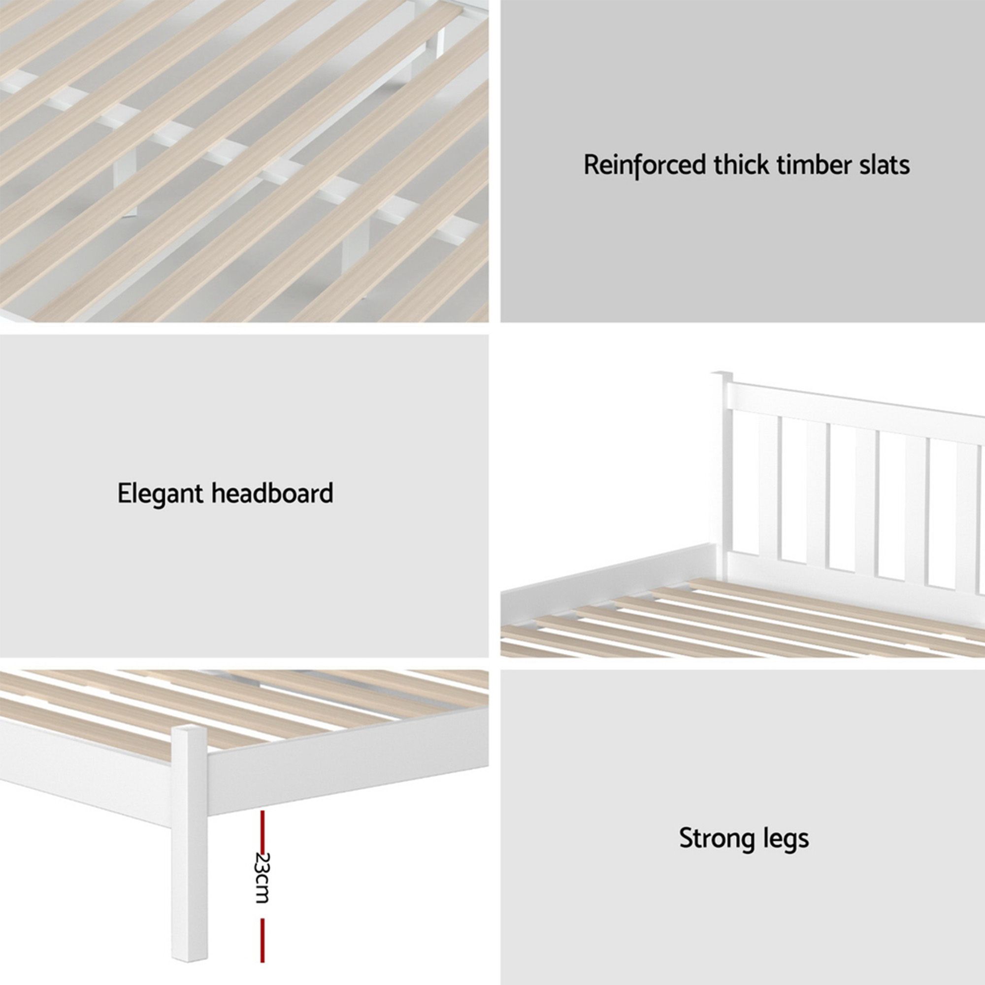 Giselle Single Mattress and Artiss Bed Frame Set White Solid Pine with 16cm Mattress - Image 7