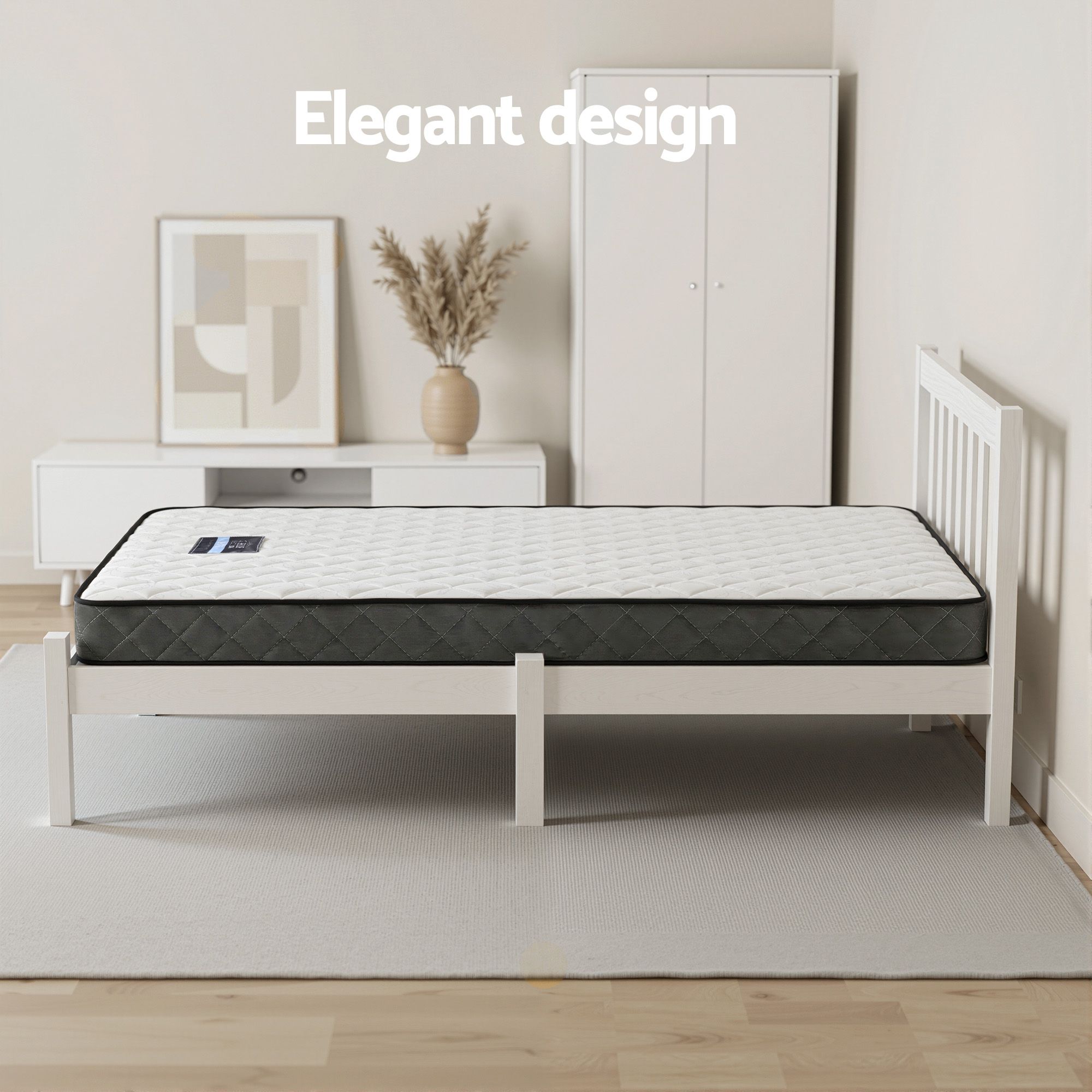 Giselle Single Mattress and Artiss Bed Frame Set White Solid Pine with 16cm Mattress - Image 8