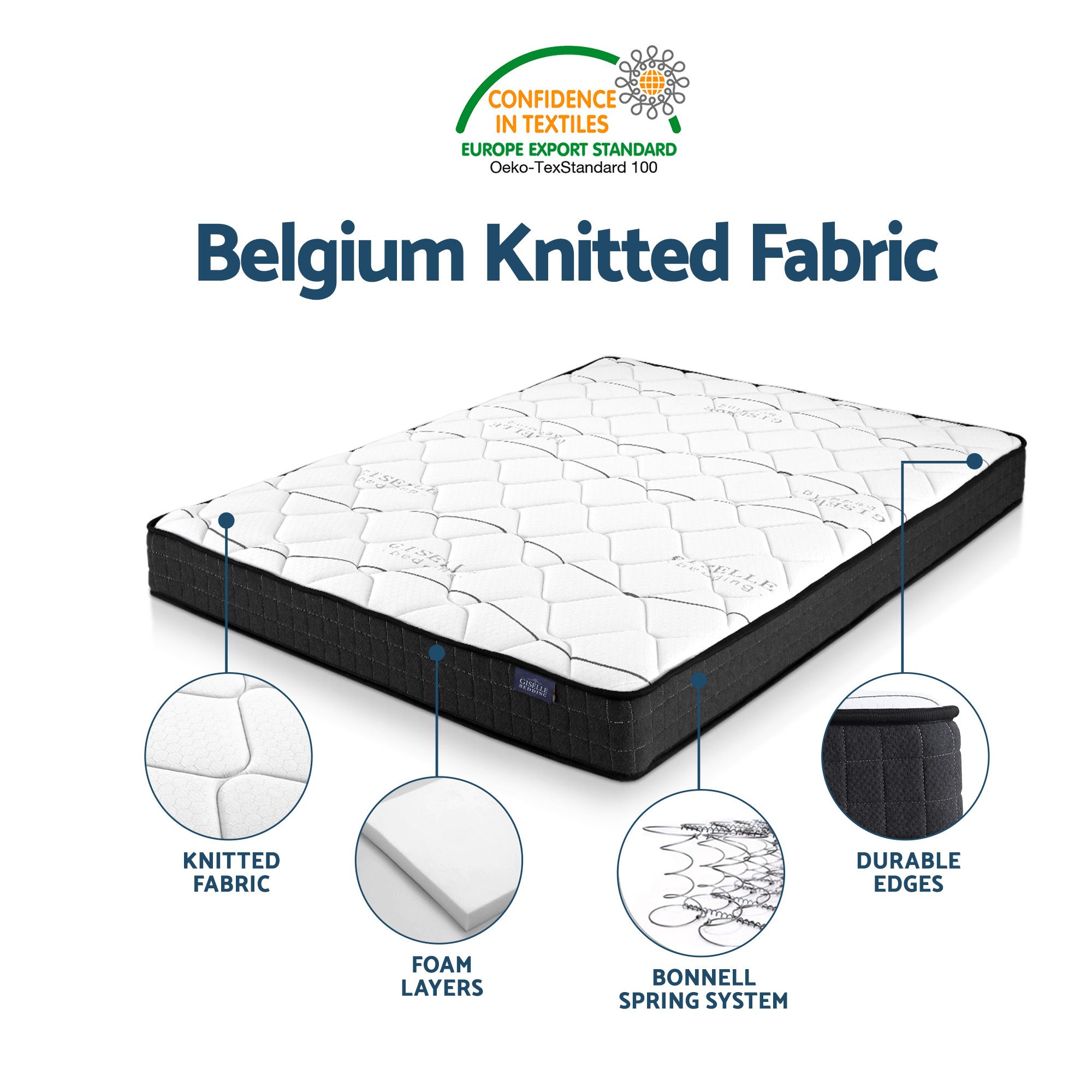 Giselle Double Mattress 16cm and Artiss Metal Bed Frame Set for Guest Rooms Studios - Image 6