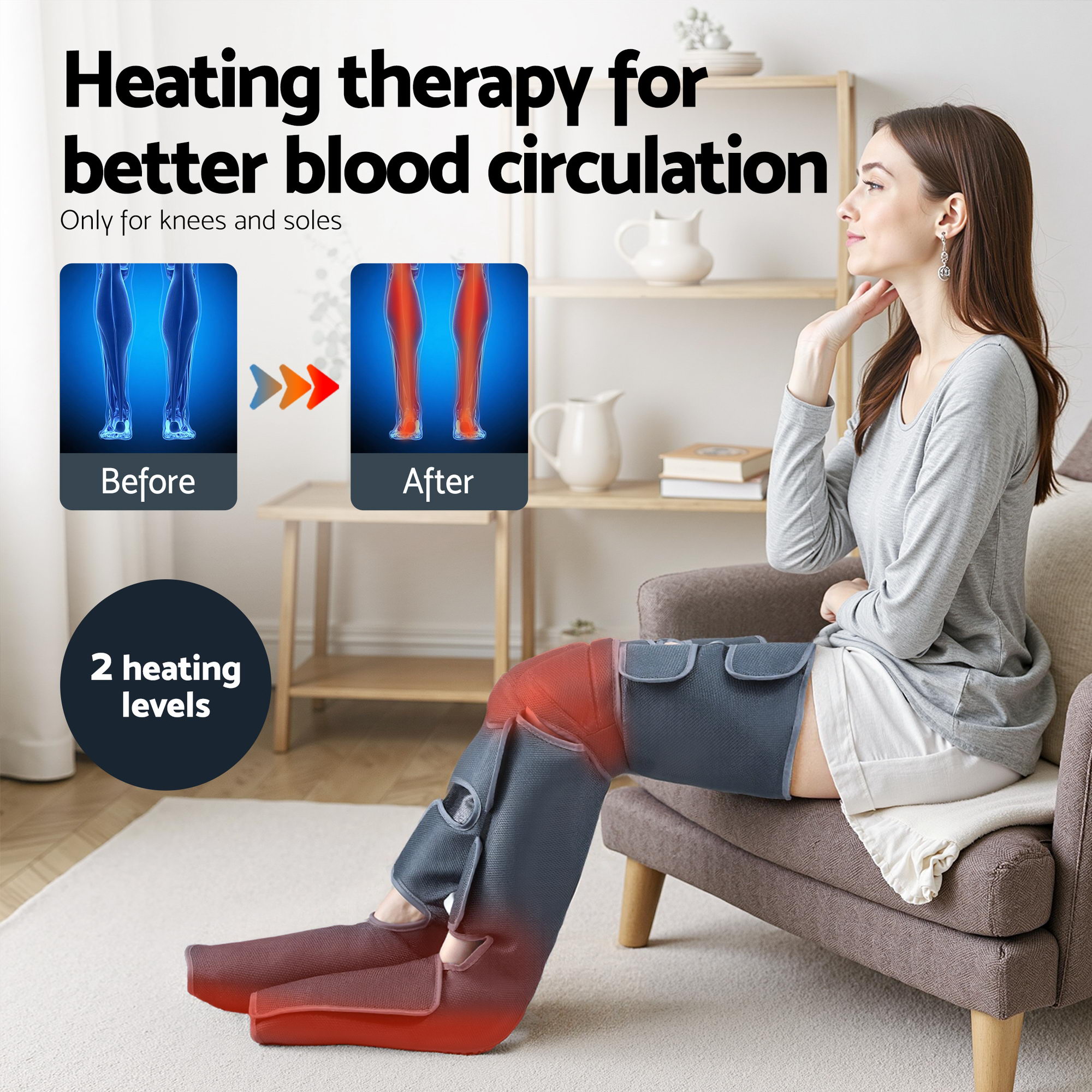 Livemor Leg Foot Massager Air Compression With Back Neck Massager Heat - Image 5