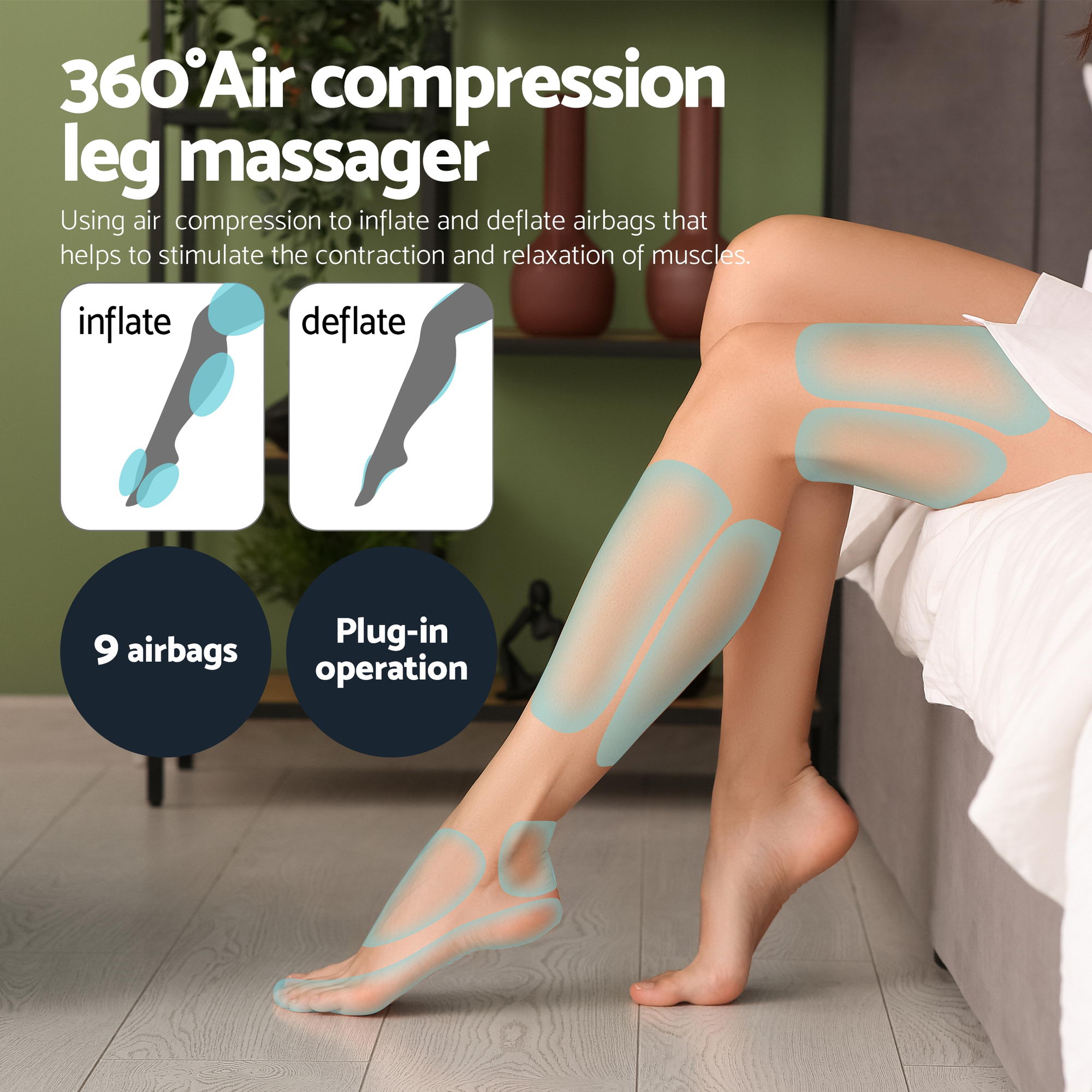 Livemor Electric Leg Foot Massager Air Wrap With Shiatsu Neck Massager Heating - Image 5