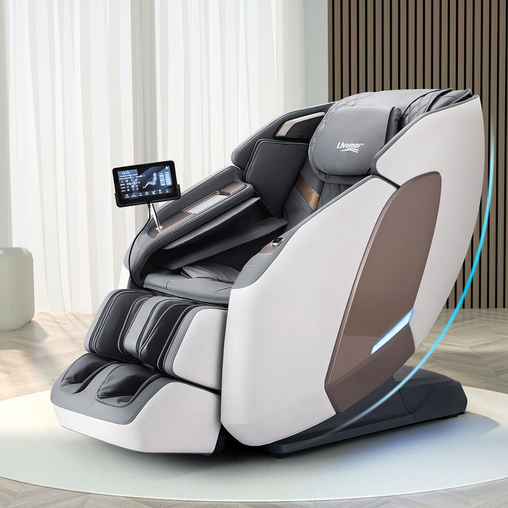 Livemor 4D Massage Chair Electric Recliner Double Core Mechanism Massager Melisa White - Image 1