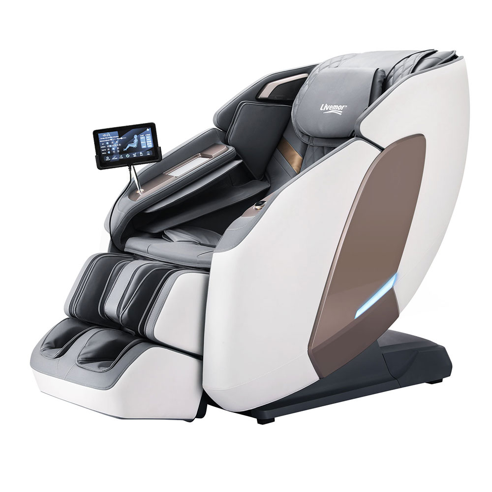 Livemor 4D Massage Chair Electric Recliner Double Core Mechanism Massager Melisa White - Image 3