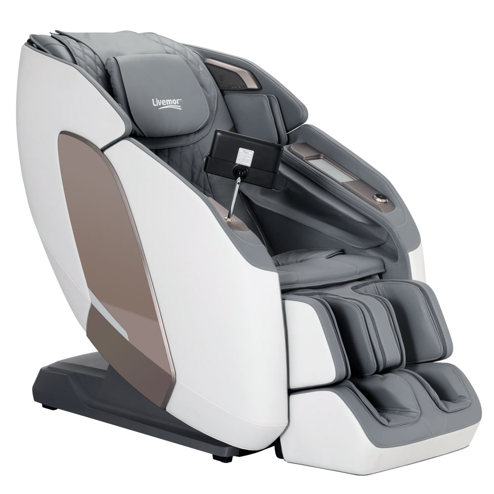 Livemor 4D Massage Chair Electric Recliner Double Core Mechanism Massager Melisa White - Image 7