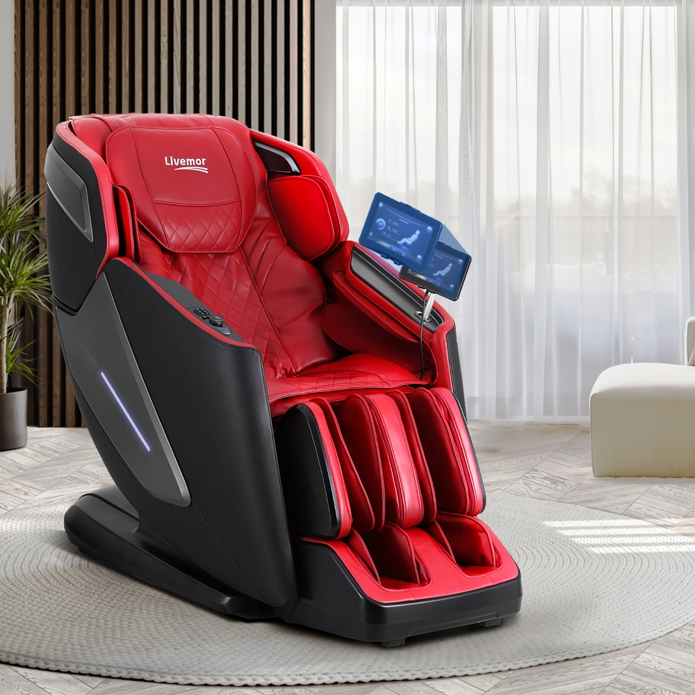 Livemor 4D Massage Chair Electric Recliner Home Massager Red - Image 1
