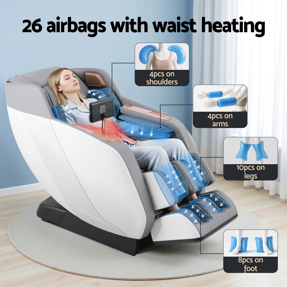 Livemor Massage Chair Electric Recliner Double Core Mechanism Massager ROWA White - Image 8