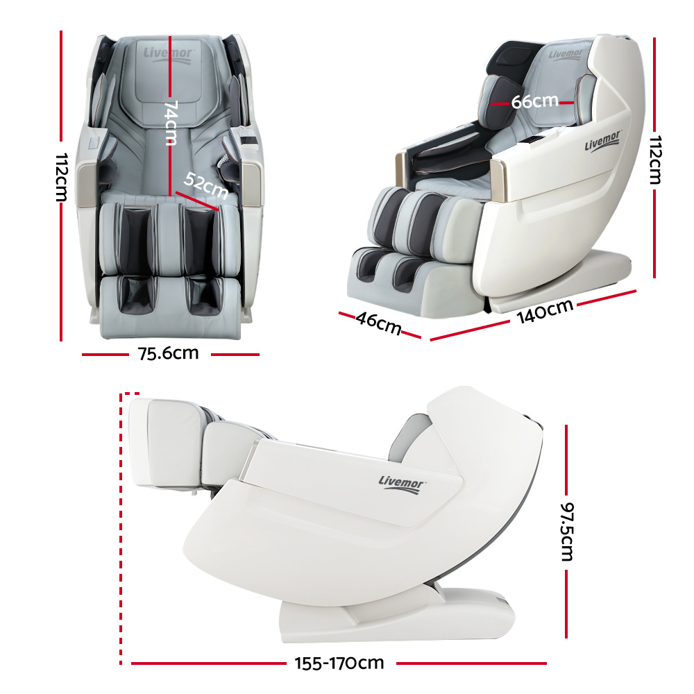 Livemor Massage Chair Electric Recliner Massager White Varitas - Image 2