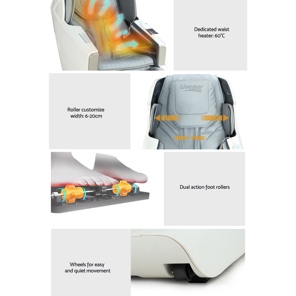 Livemor Massage Chair Electric Recliner Massager White Varitas - Image 5