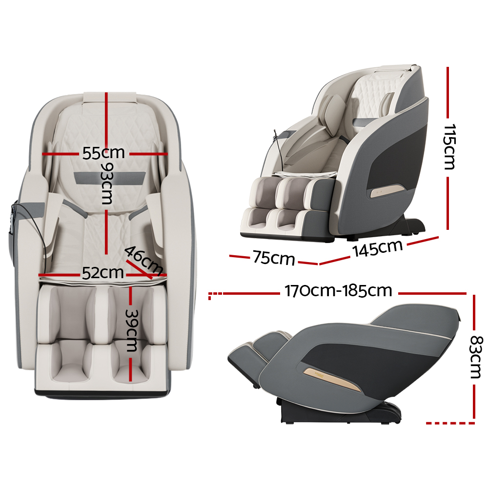 Livemor Massage Chair Electric Recliner Massager Grey Decima - Image 2