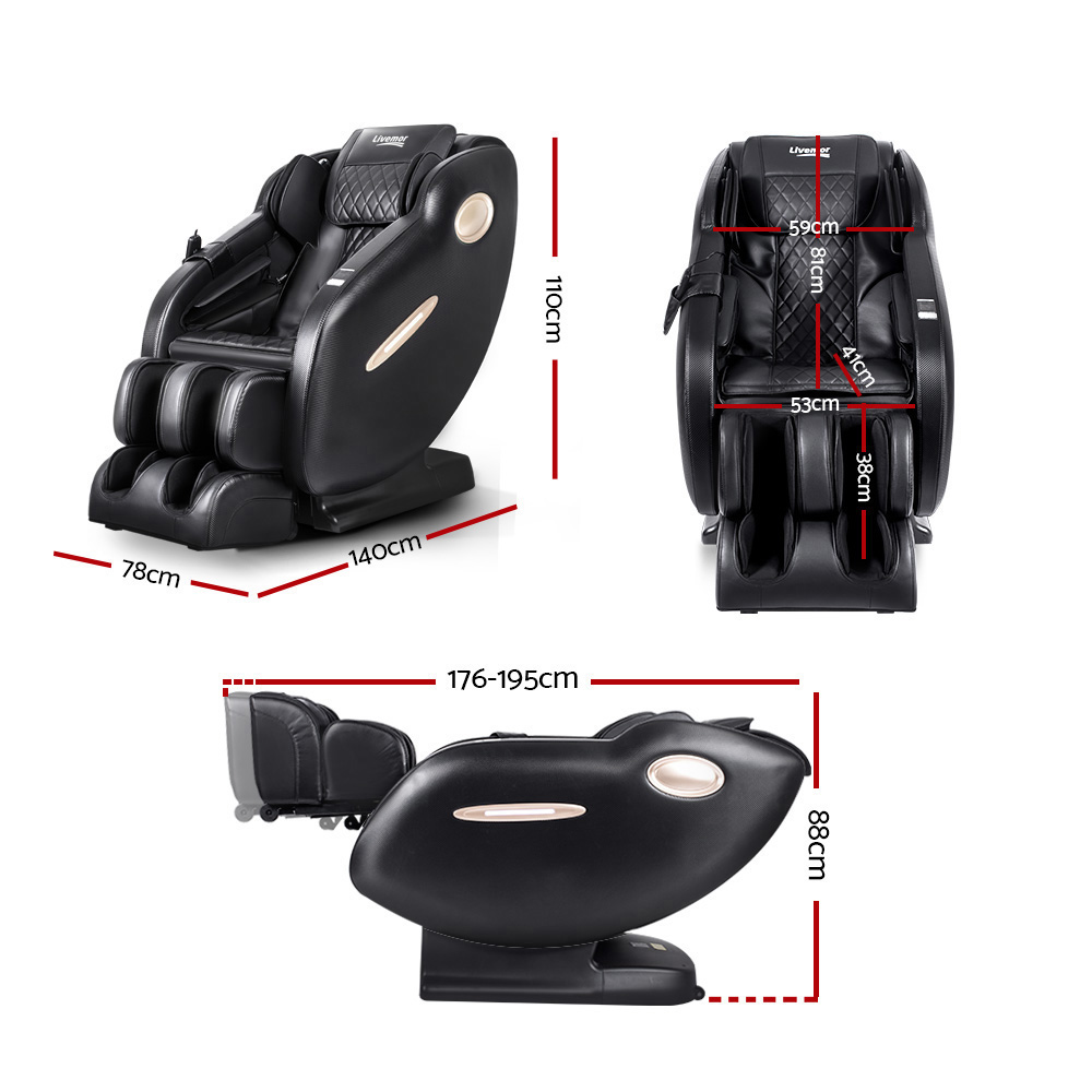 Livemor Massage Chair Electric Recliner Massager Black Ozeni - Image 2