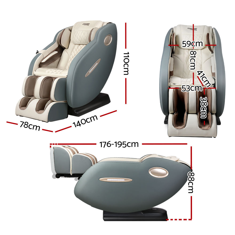 Livemor Massage Chair Electric Recliner Massager Grey Ozeni - Image 2