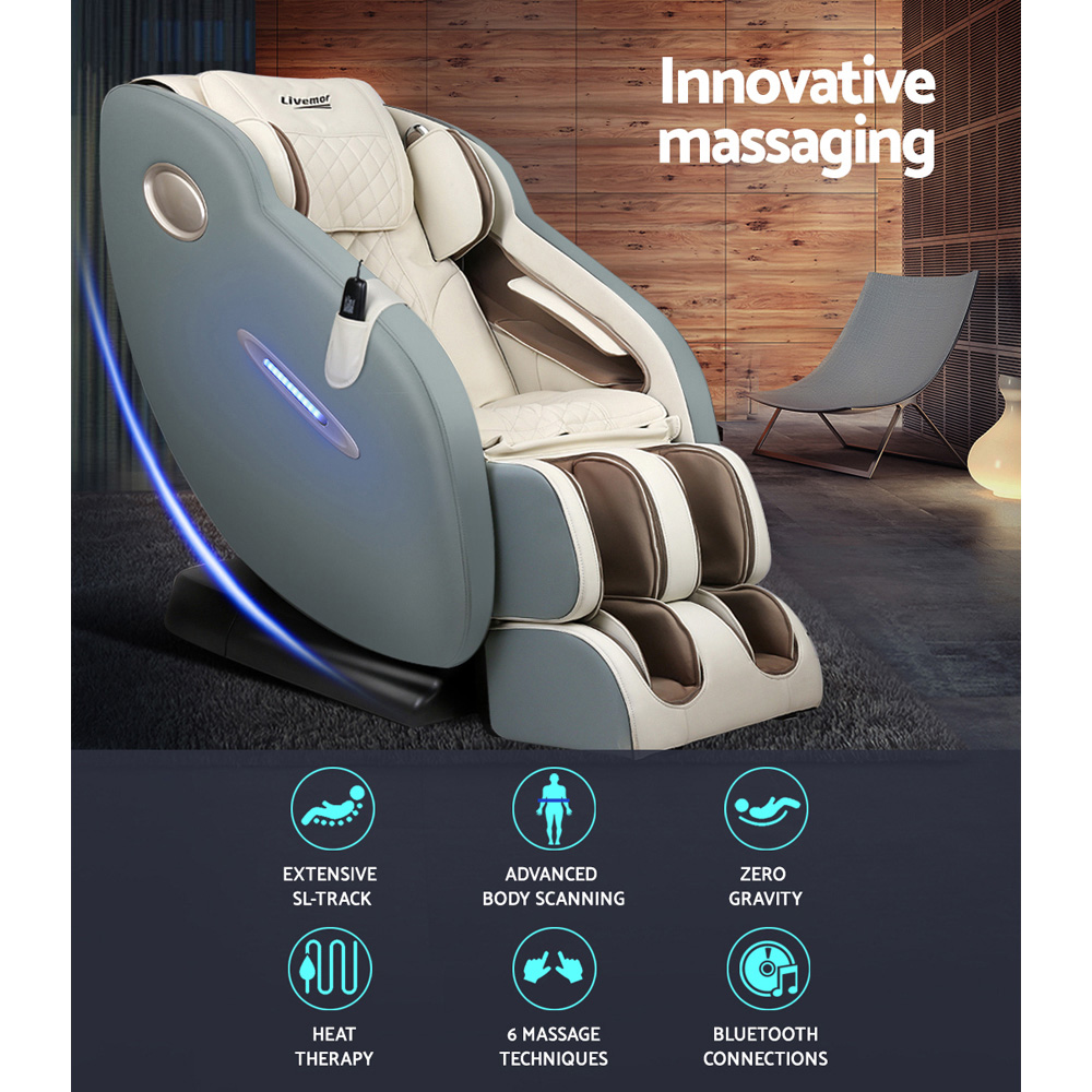 Livemor Massage Chair Electric Recliner Massager Grey Ozeni - Image 4