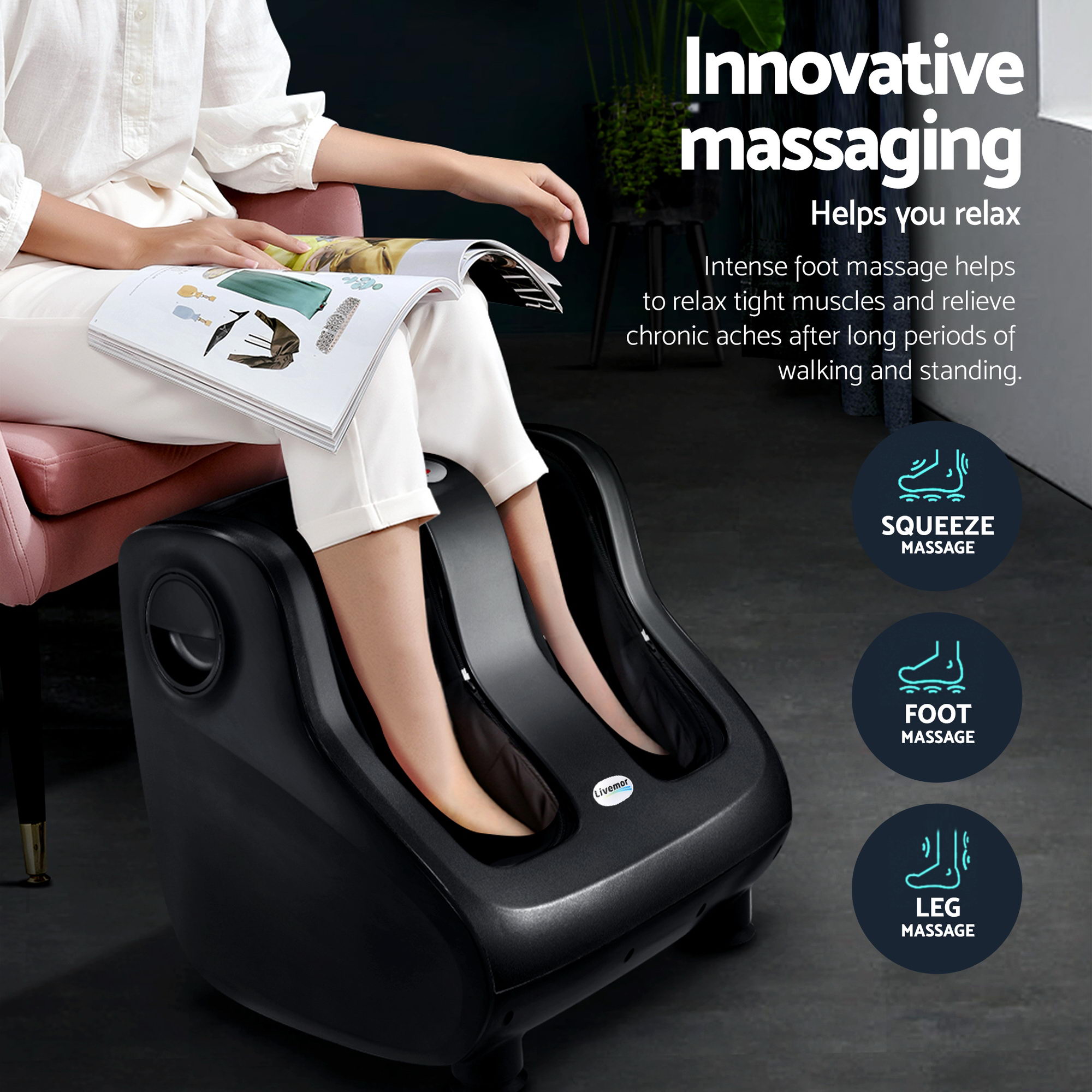 Livemor Full Back Massage Seat Cushion Heating With 360° Foot Massagers - Image 7