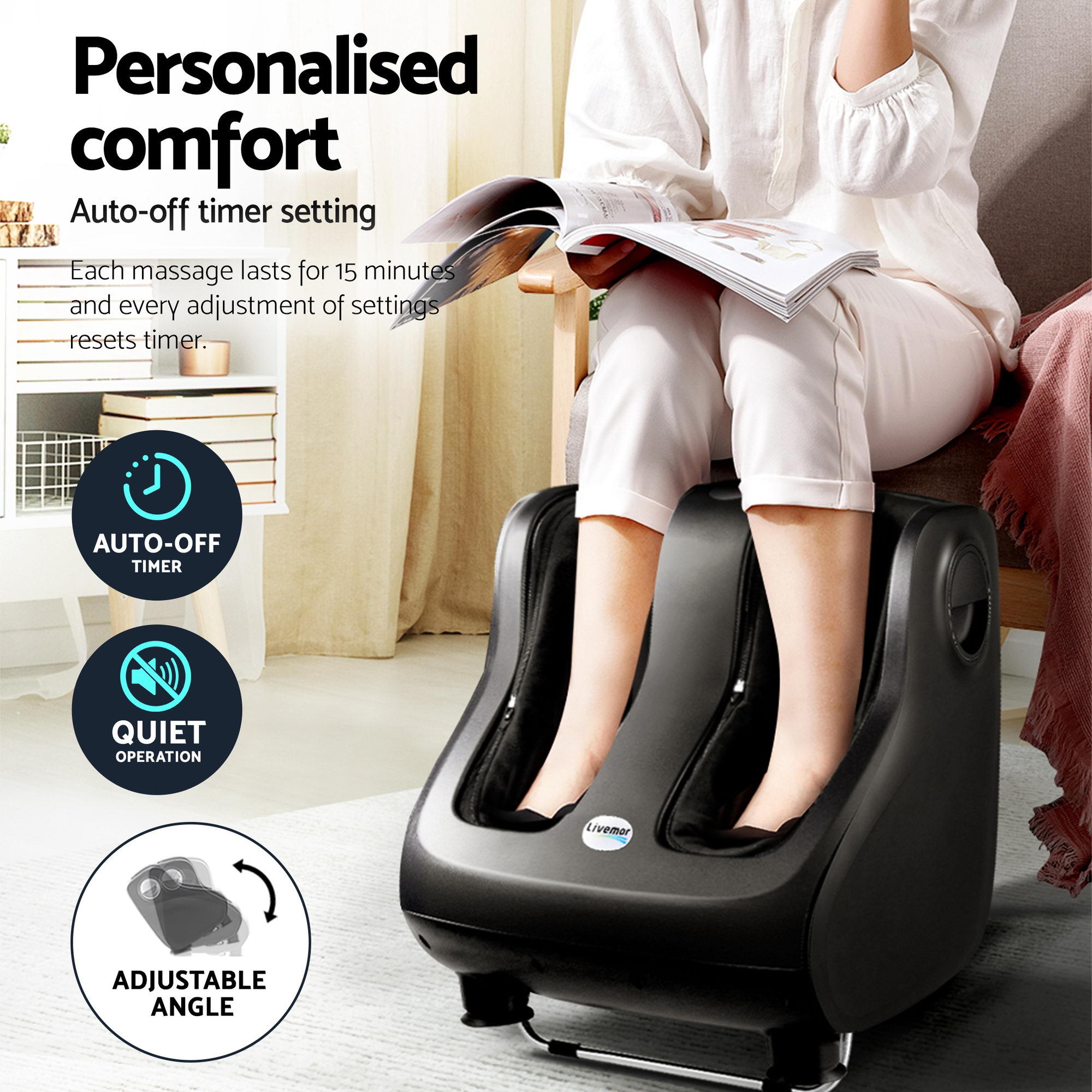 Livemor Full Back Massage Seat Cushion Heating With 360° Foot Massagers - Image 8