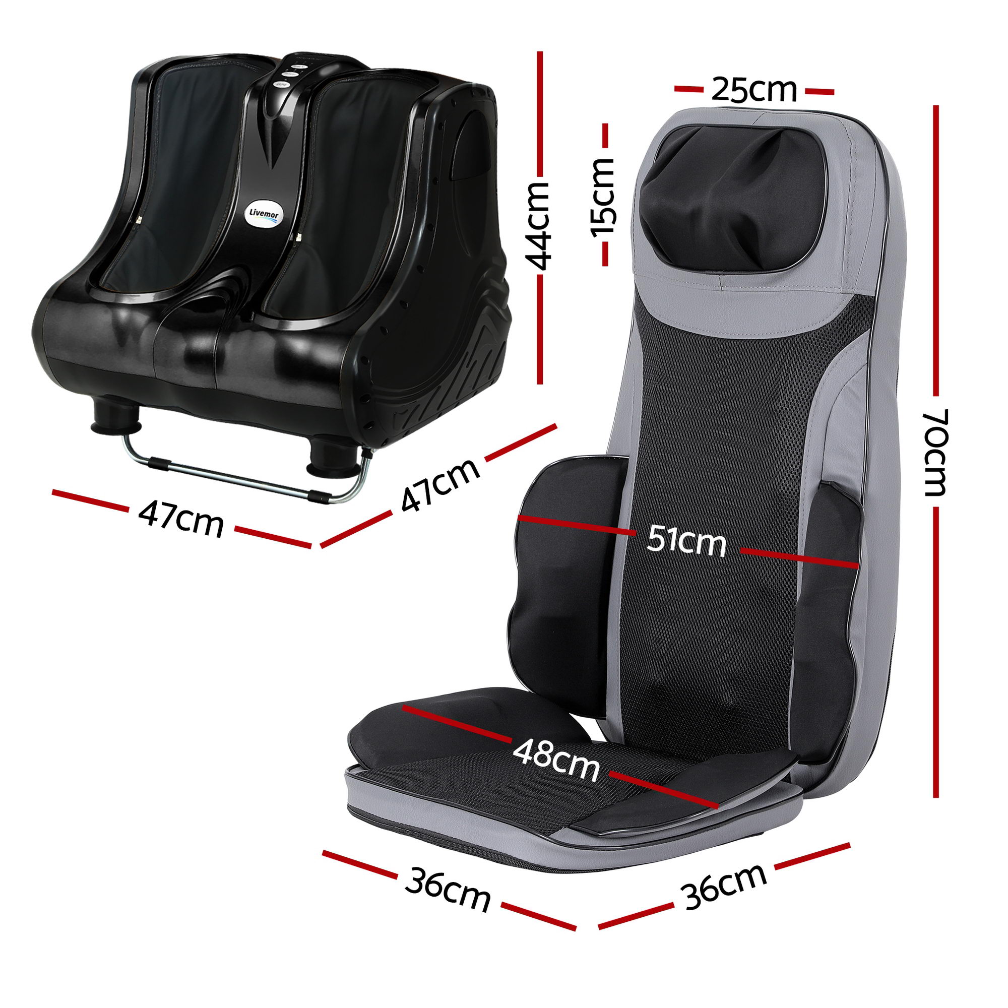 Livemor Massage Cushion Heating Massage Seats With Calf Foot Massager - Image 3