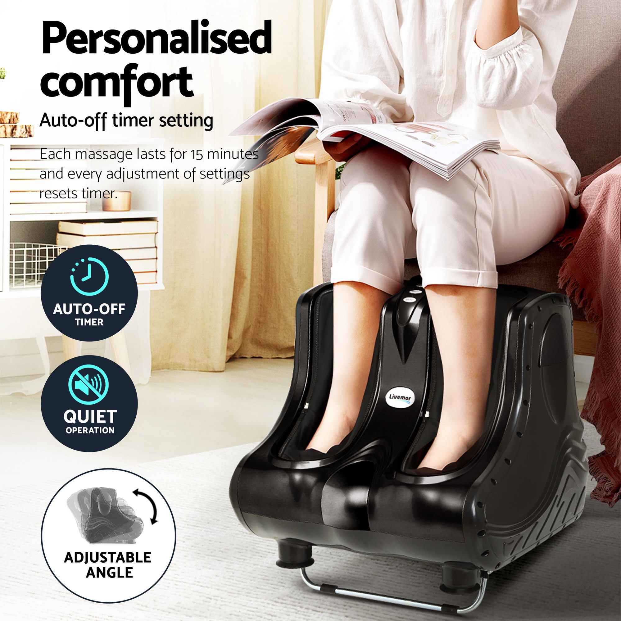 Livemor Massage Cushion Heating Massage Seats With Calf Foot Massager - Image 8