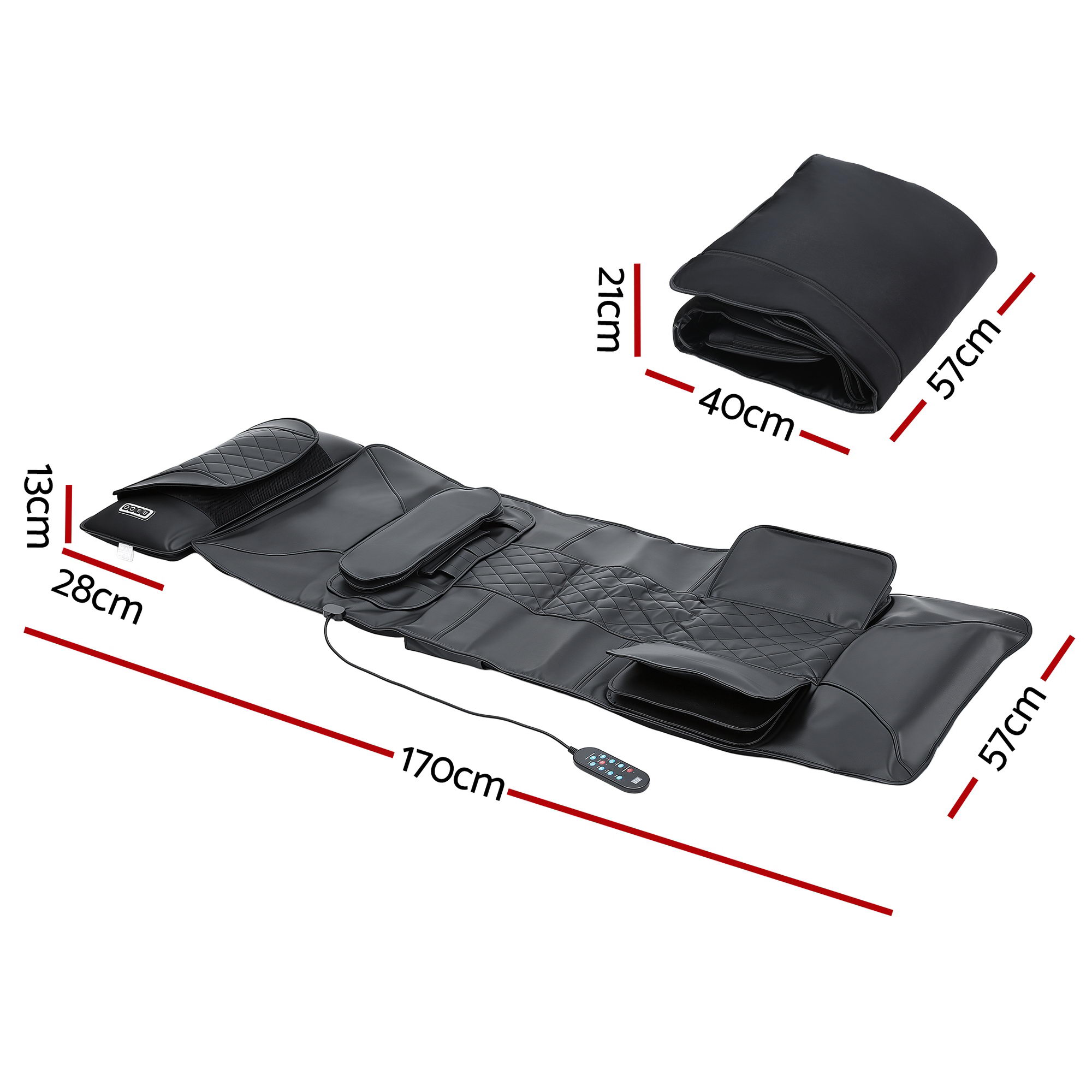 Livemor Massage Mat Heated Kneading Neck Massager Lumbar Airbag Stretch - Image 2