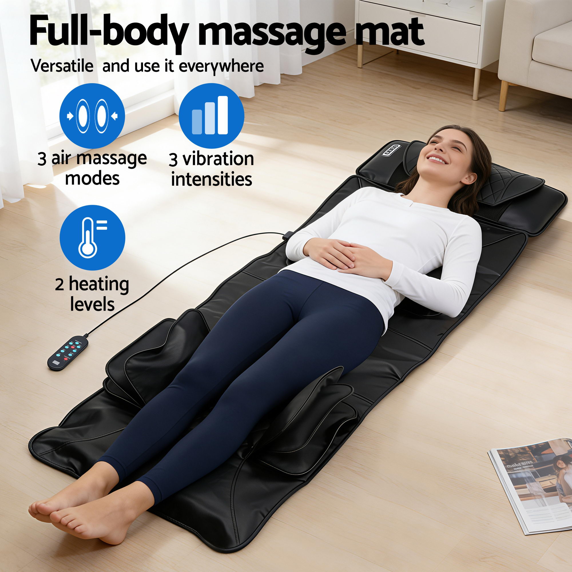 Livemor Massage Mat Heated Kneading Neck Massager Lumbar Airbag Stretch - Image 4