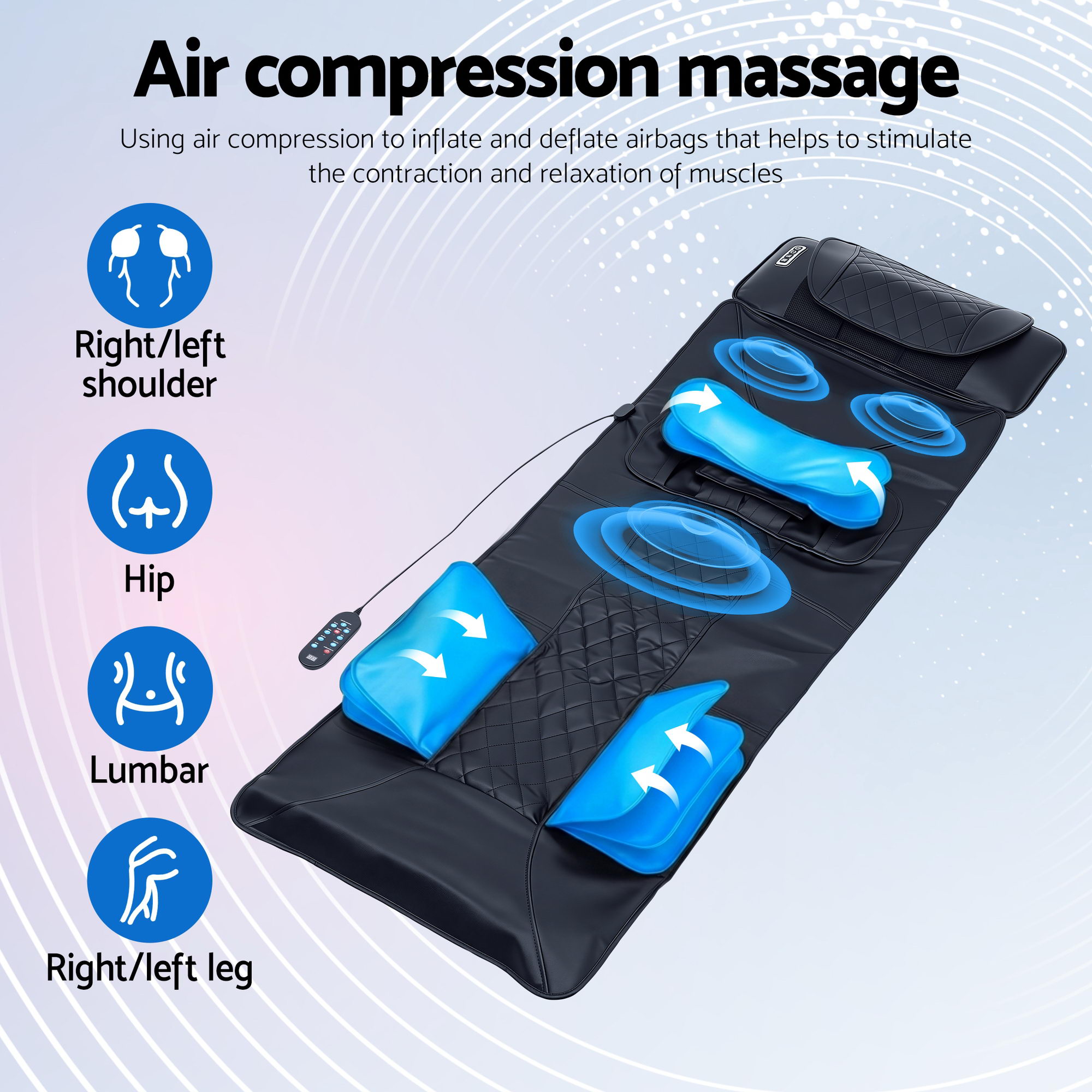 Livemor Massage Mat Heated Kneading Neck Massager Lumbar Airbag Stretch - Image 6