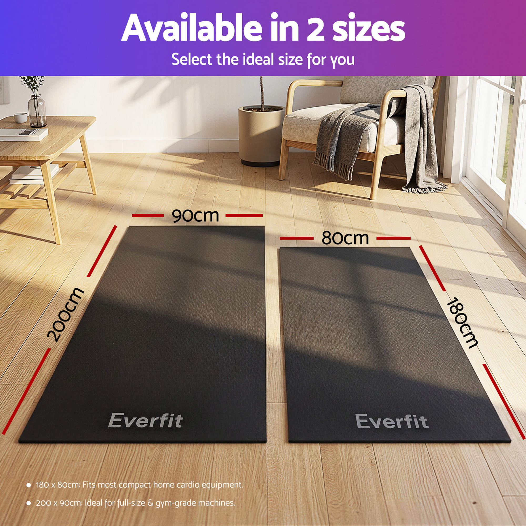 Everfit Exercise Equipment Mat Treadmill Floor Rug Home Gym Bike Fitness Yoga 2M - Image 8