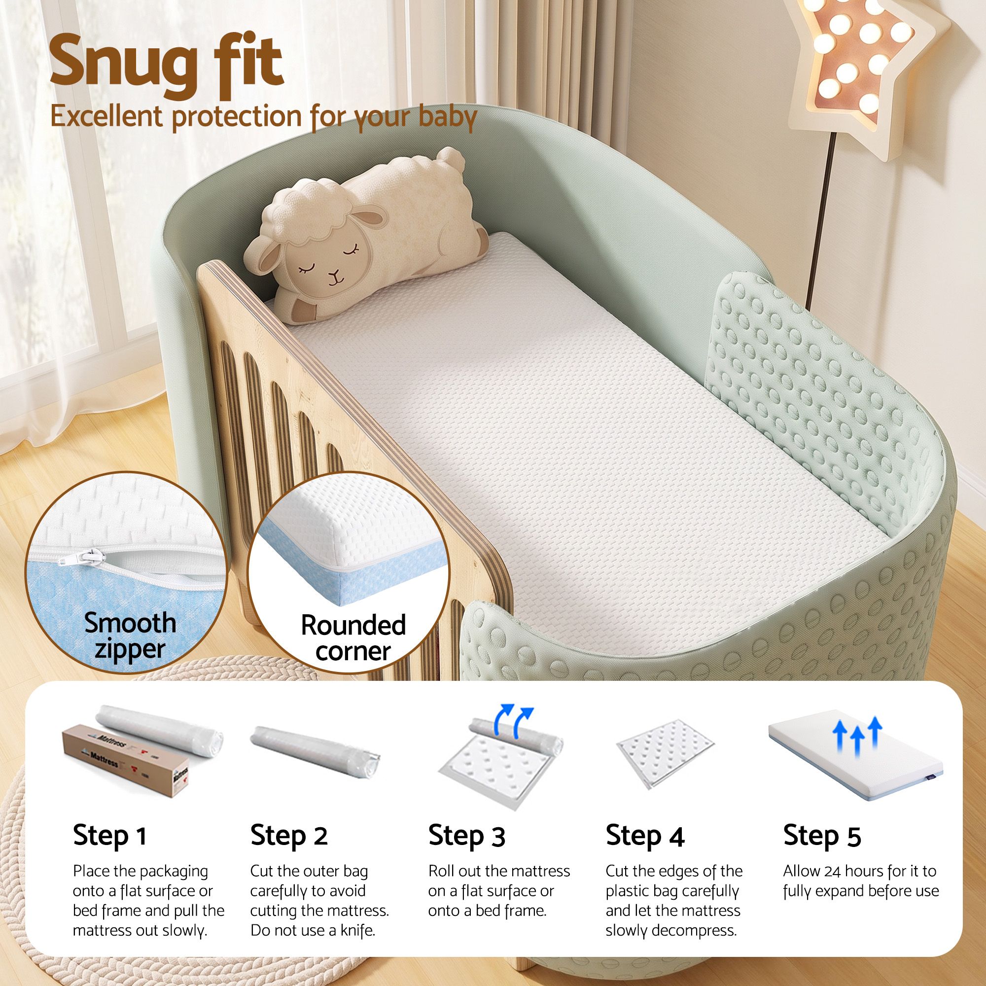 Giselle Bedding 15cm Cot Mattress, 38D Gel Memory Foam Cover - Image 8