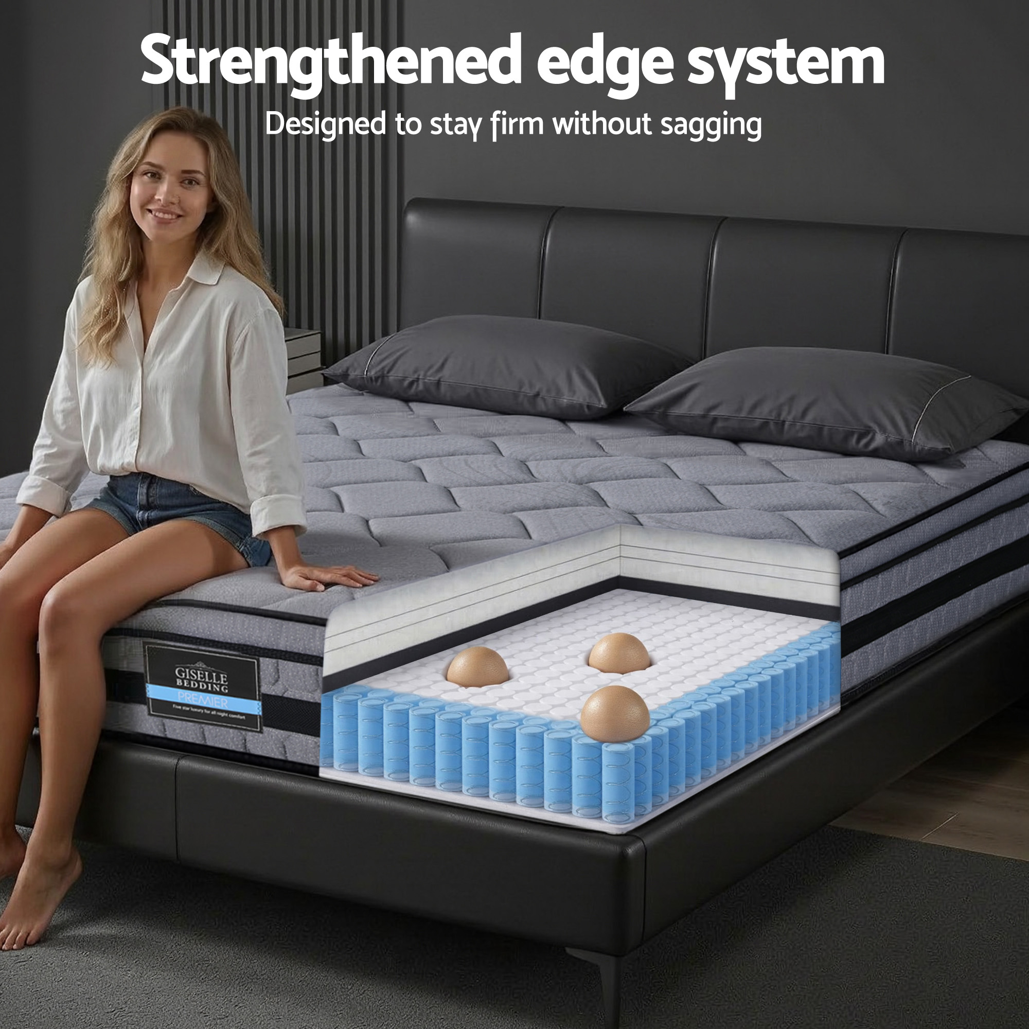 Giselle Bedding 34cm Double Mattress Hybrid, Pocket Spring Bed Mattress - Image 7