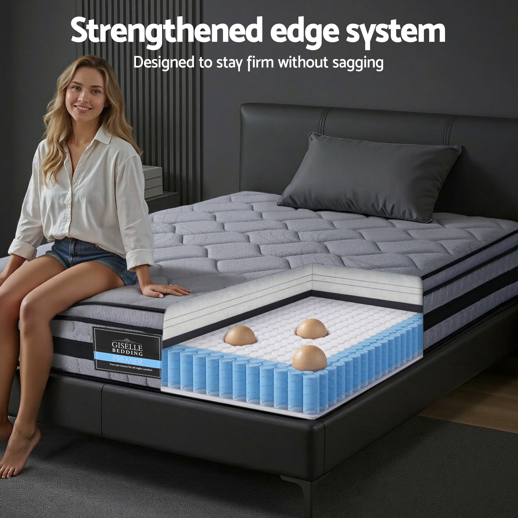 Giselle Bedding 34cm Single Mattress Hybrid, Pocket Spring Bed Mattress - Image 7