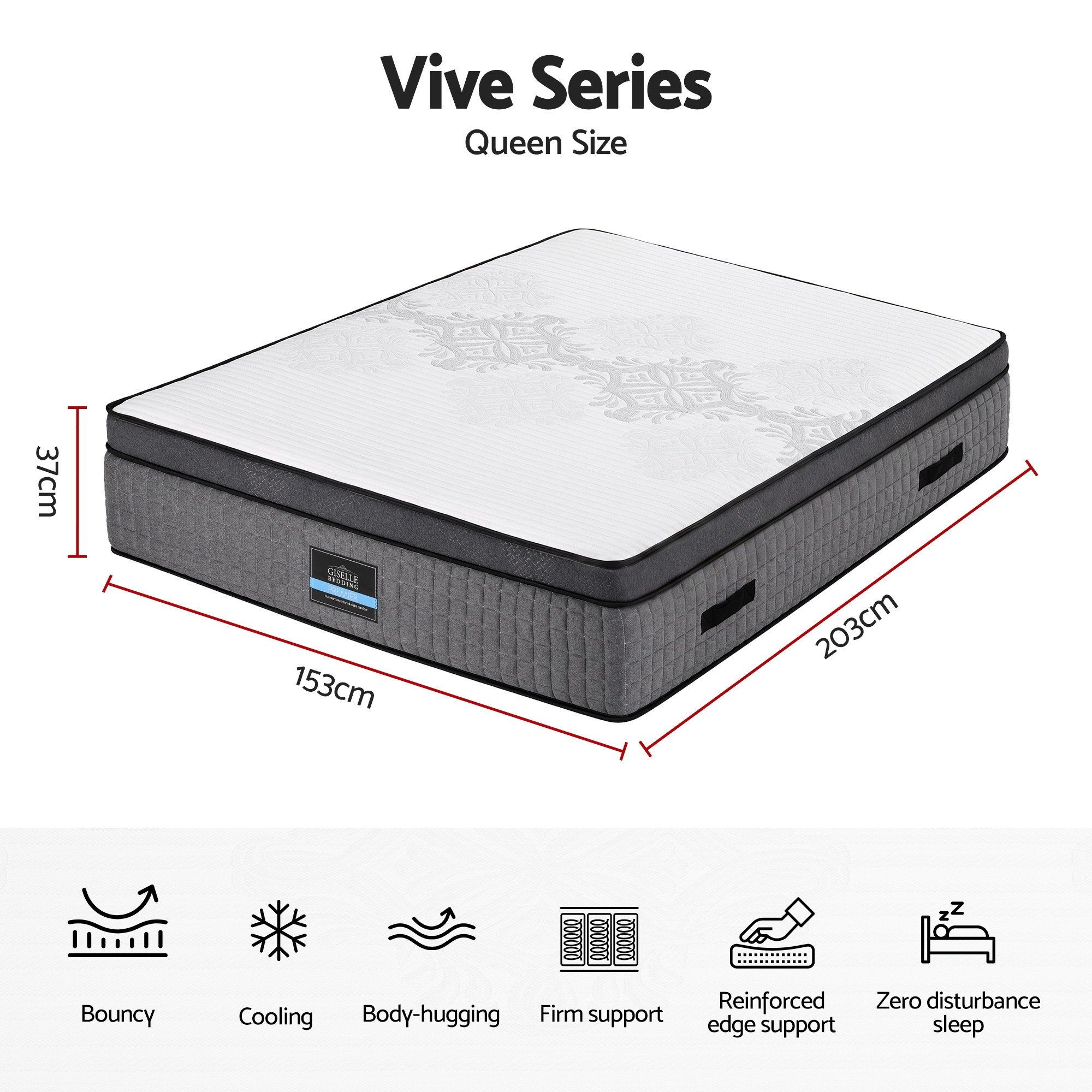 Giselle Bedding Queen Mattress 37cm 4-in-1 Adjustable Firmness Cooling Gel Memory Foam Dual-Zone Flippable for Couples - Image 2
