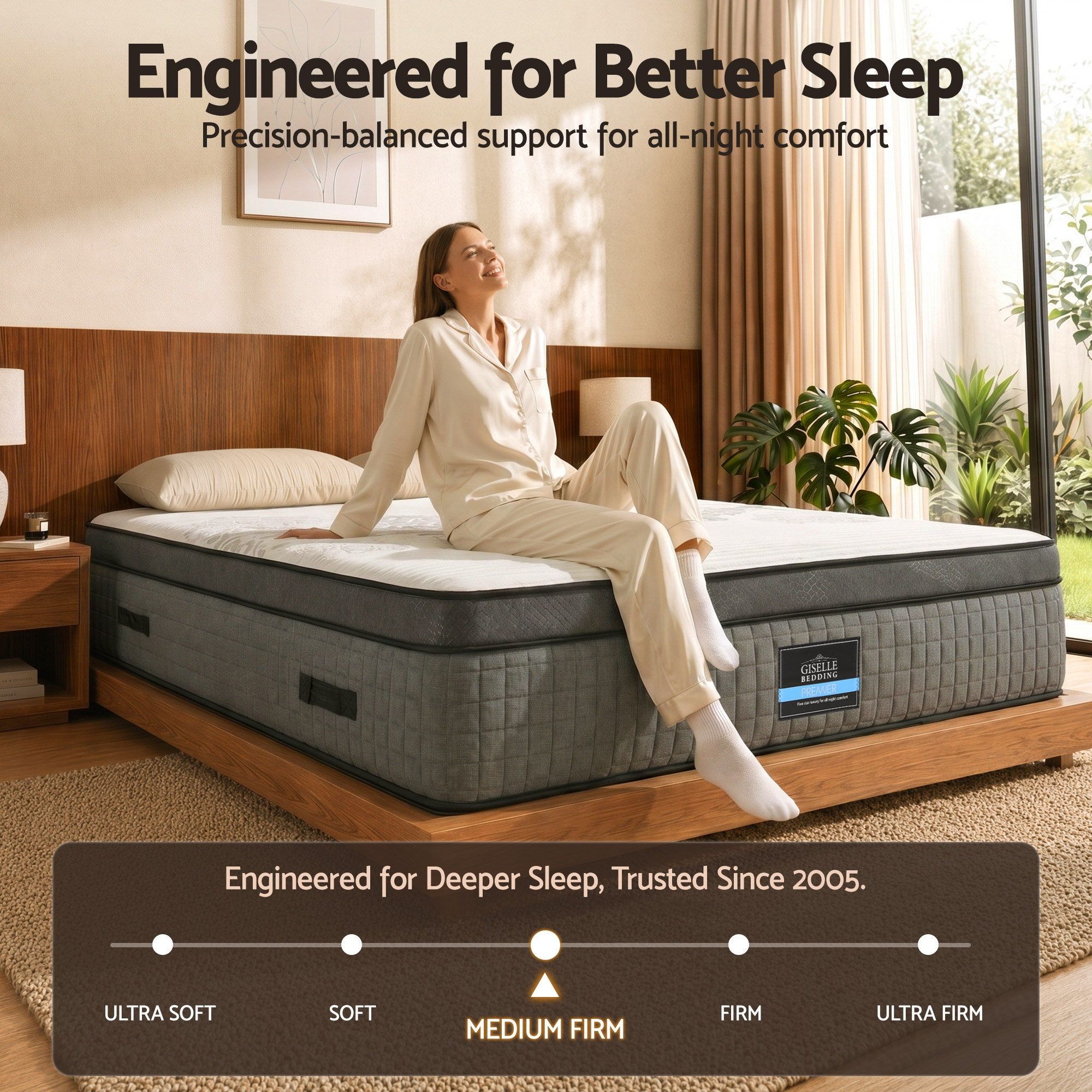 Giselle Bedding Queen Mattress 37cm 4-in-1 Adjustable Firmness Cooling Gel Memory Foam Dual-Zone Flippable for Couples - Image 4