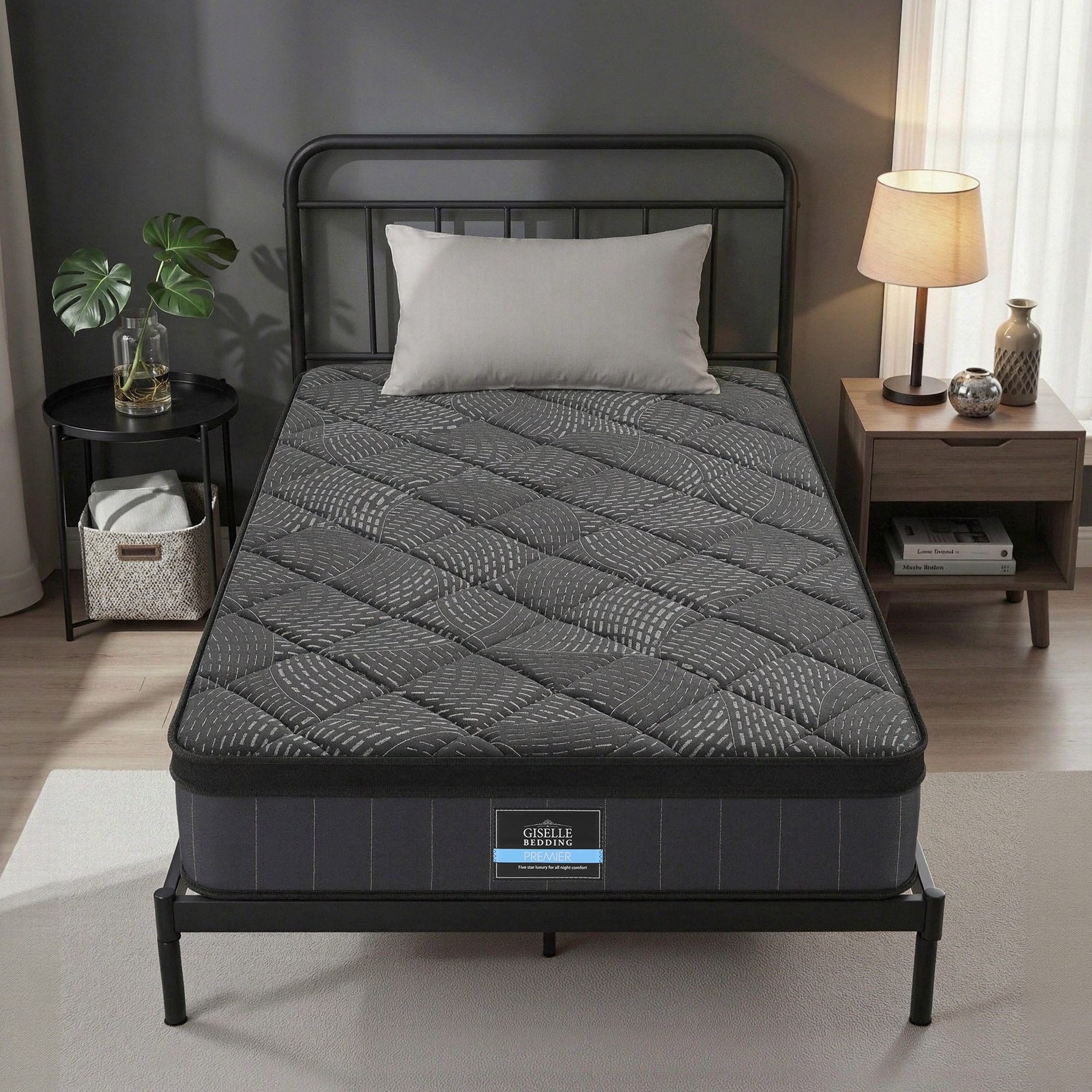 Giselle Bedding King Single Mattress 25cm Pocket Spring Latex Euro Top Medium Firm Bed - Image 1