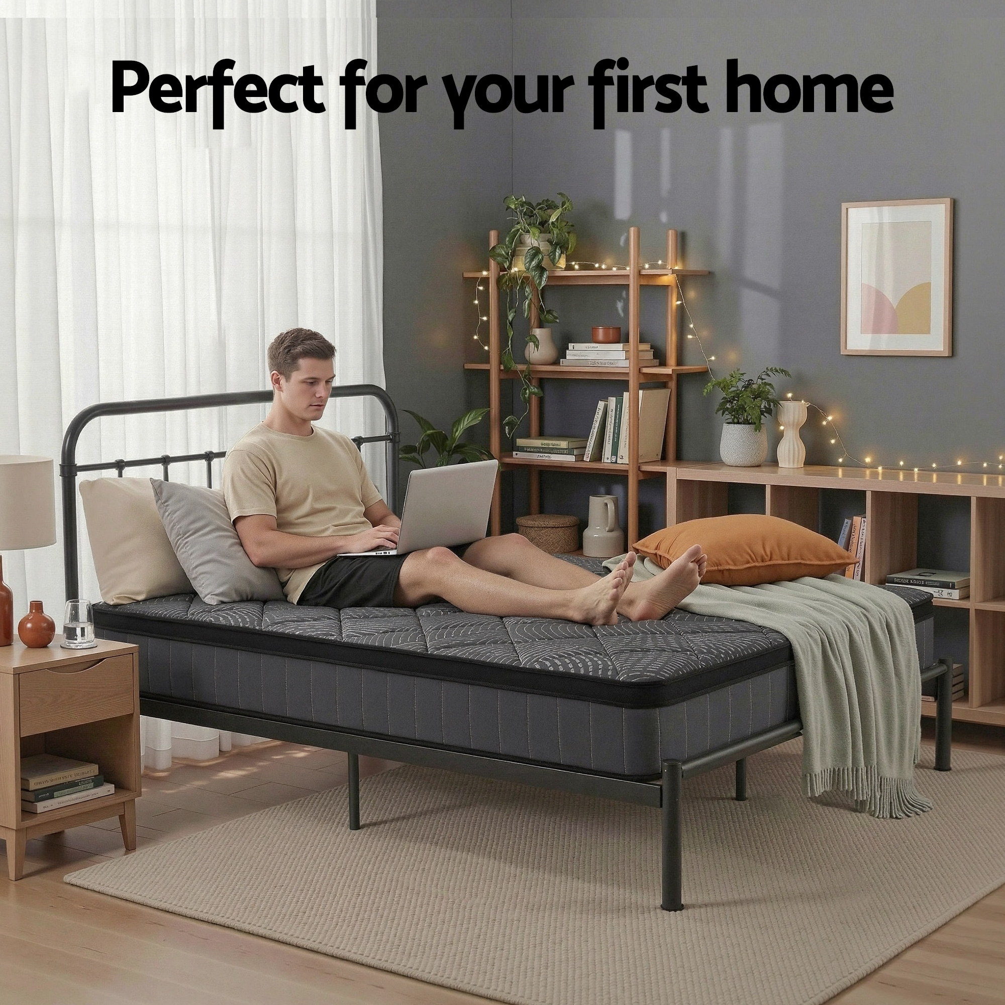 Giselle Bedding King Single Mattress 25cm Pocket Spring Latex Euro Top Medium Firm Bed - Image 8