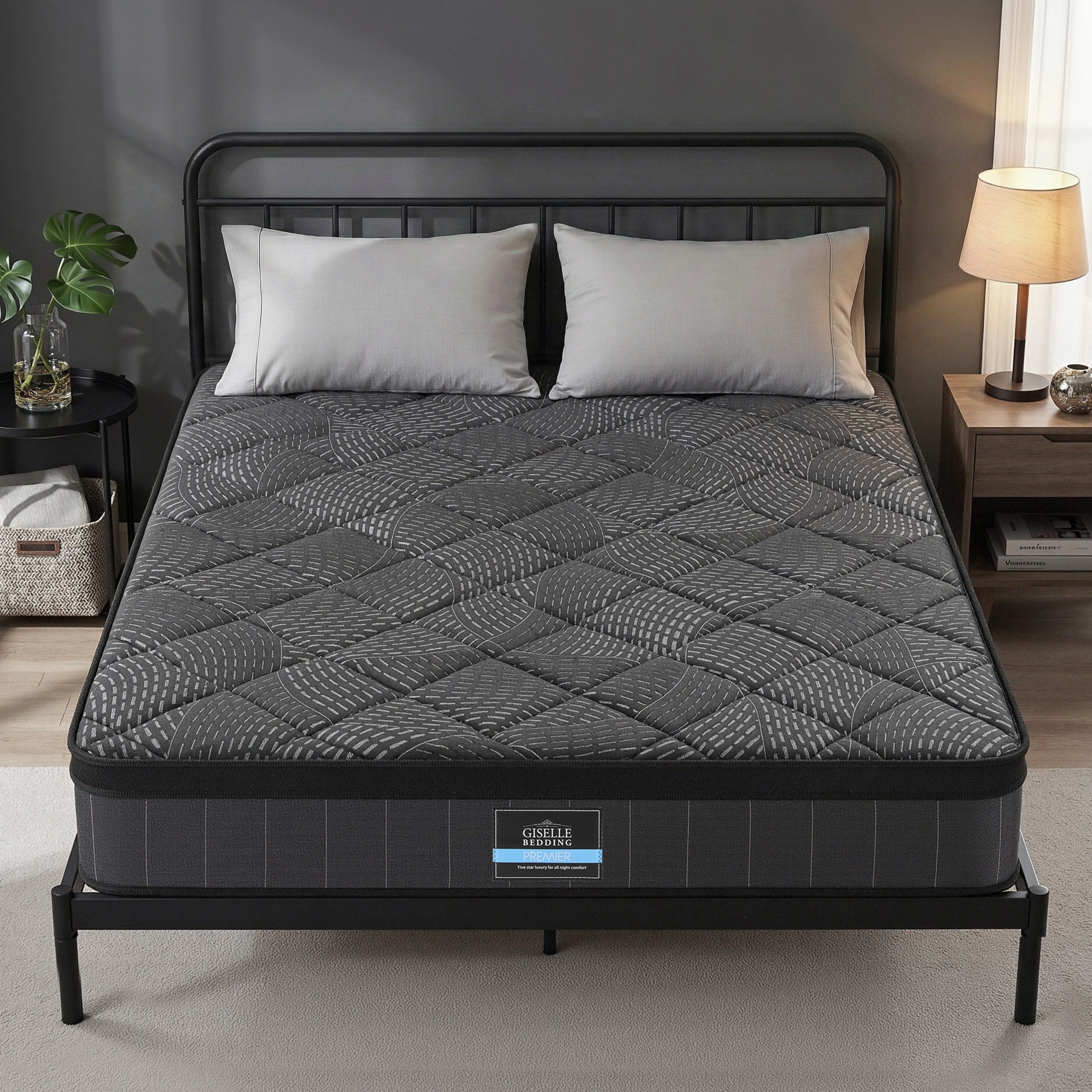 Giselle Bedding Queen Mattress 25cm Pocket Spring Latex Euro Top Medium Firm Bed - Image 1