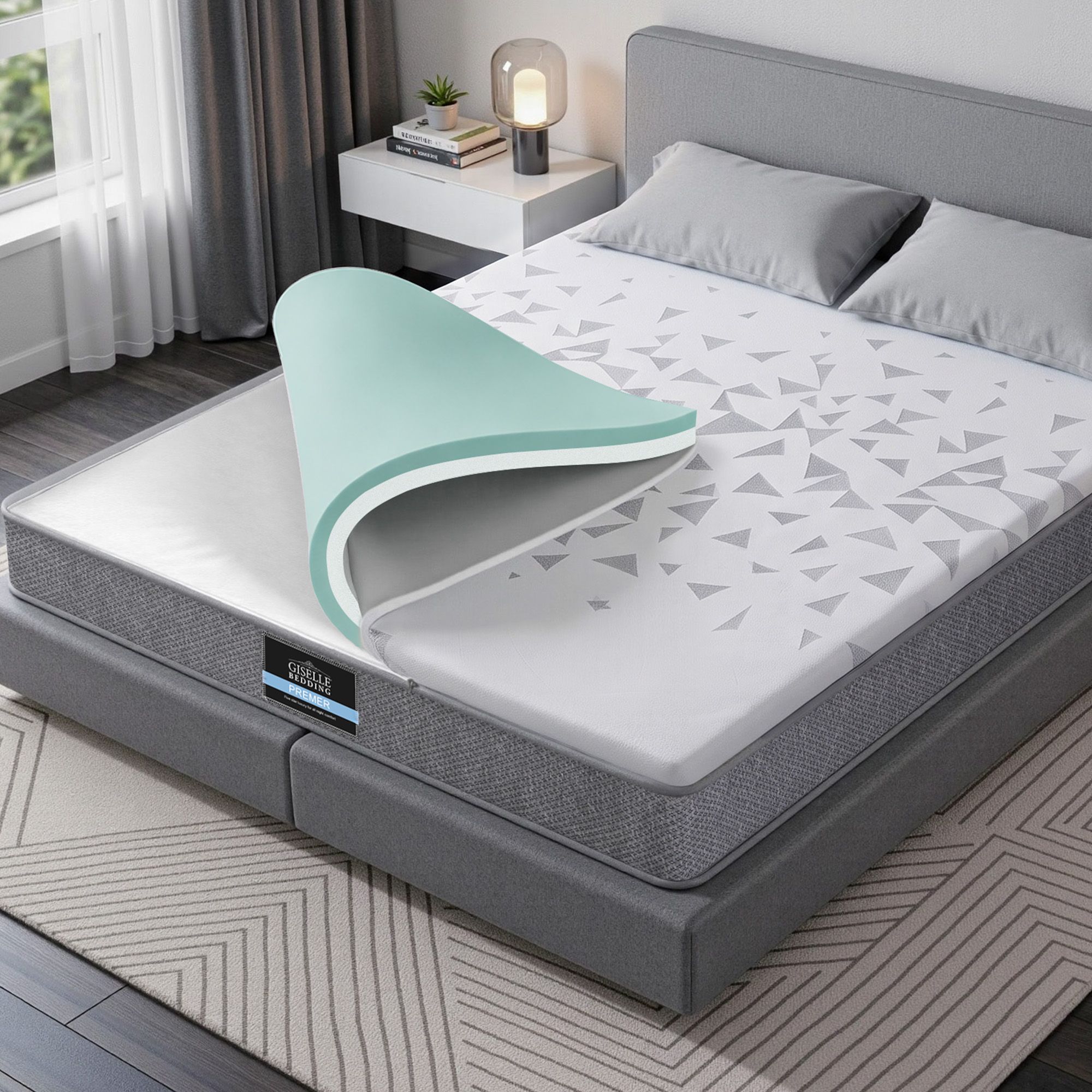 Giselle Bedding Double Mattress 23cm Pocket Spring Mattress with Adjustable Firmness Reversible Foam Layer for Medium Firm & Firm Support Motion Isolation Bedroom Bed - Image 1