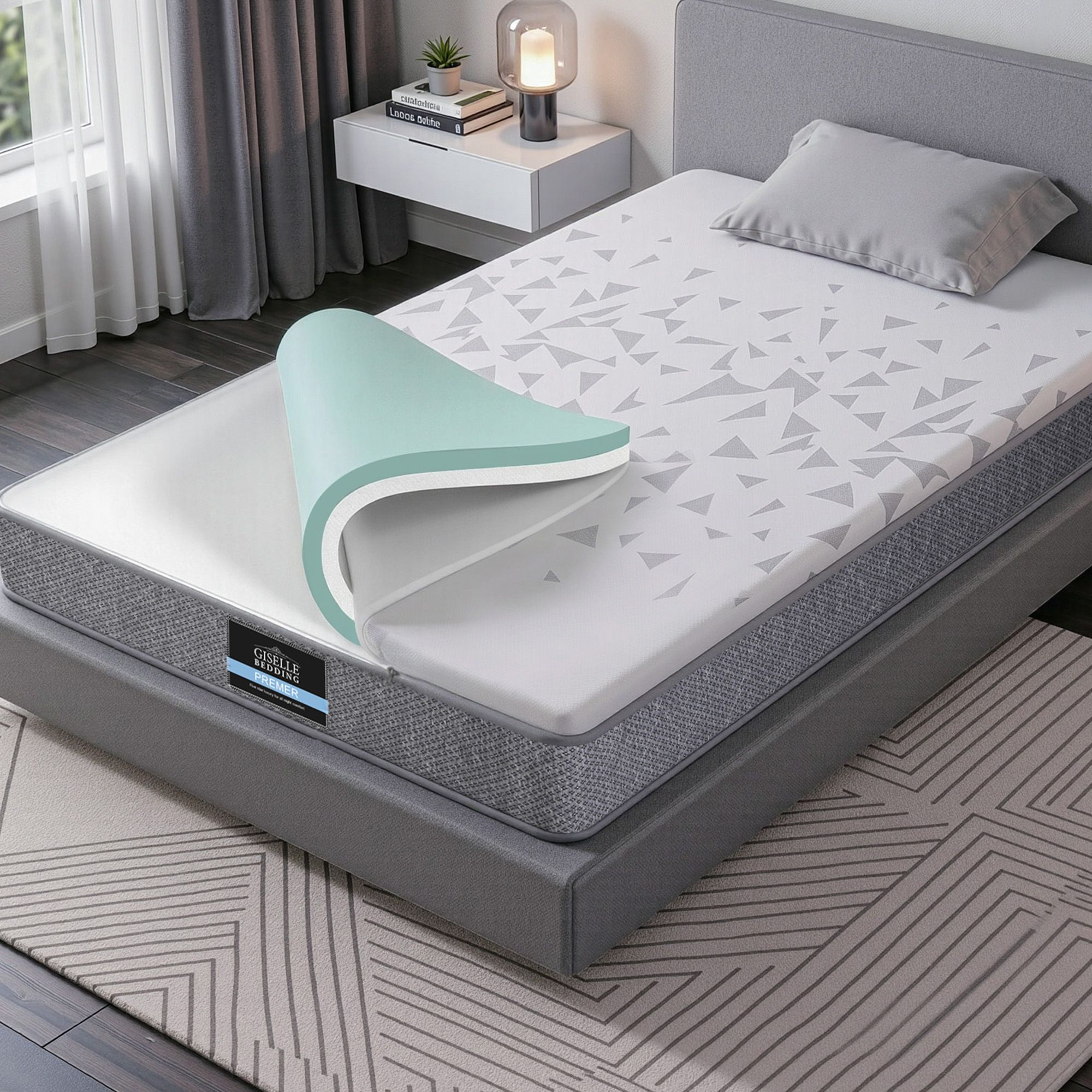 Giselle Bedding King Single Mattress 23cm Pocket Spring Mattress with Adjustable Firmness Reversible Foam Layer for Medium Firm & Firm Support Motion Isolation Bedroom Bed - Image 1