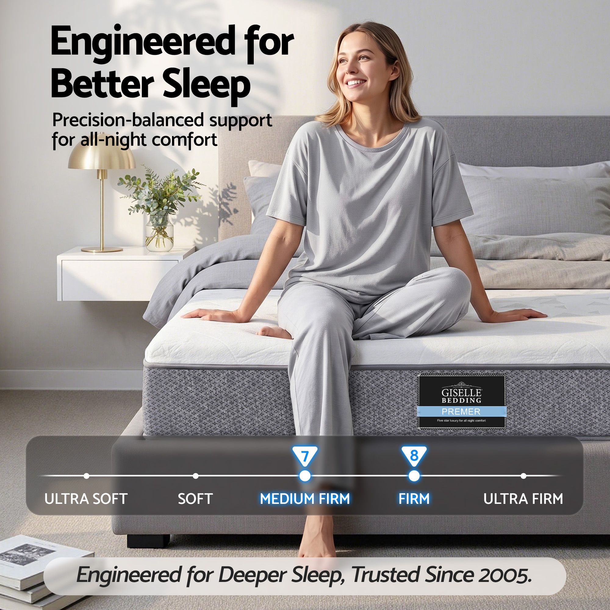 Giselle Bedding King Single Mattress 23cm Pocket Spring Mattress with Adjustable Firmness Reversible Foam Layer for Medium Firm & Firm Support Motion Isolation Bedroom Bed - Image 2