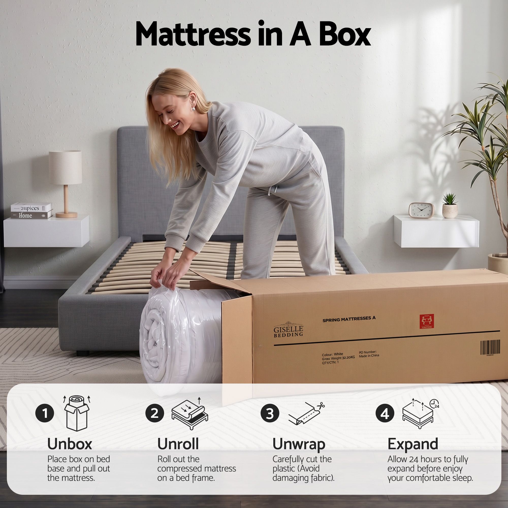 Giselle Bedding King Single Mattress 23cm Pocket Spring Mattress with Adjustable Firmness Reversible Foam Layer for Medium Firm & Firm Support Motion Isolation Bedroom Bed - Image 8