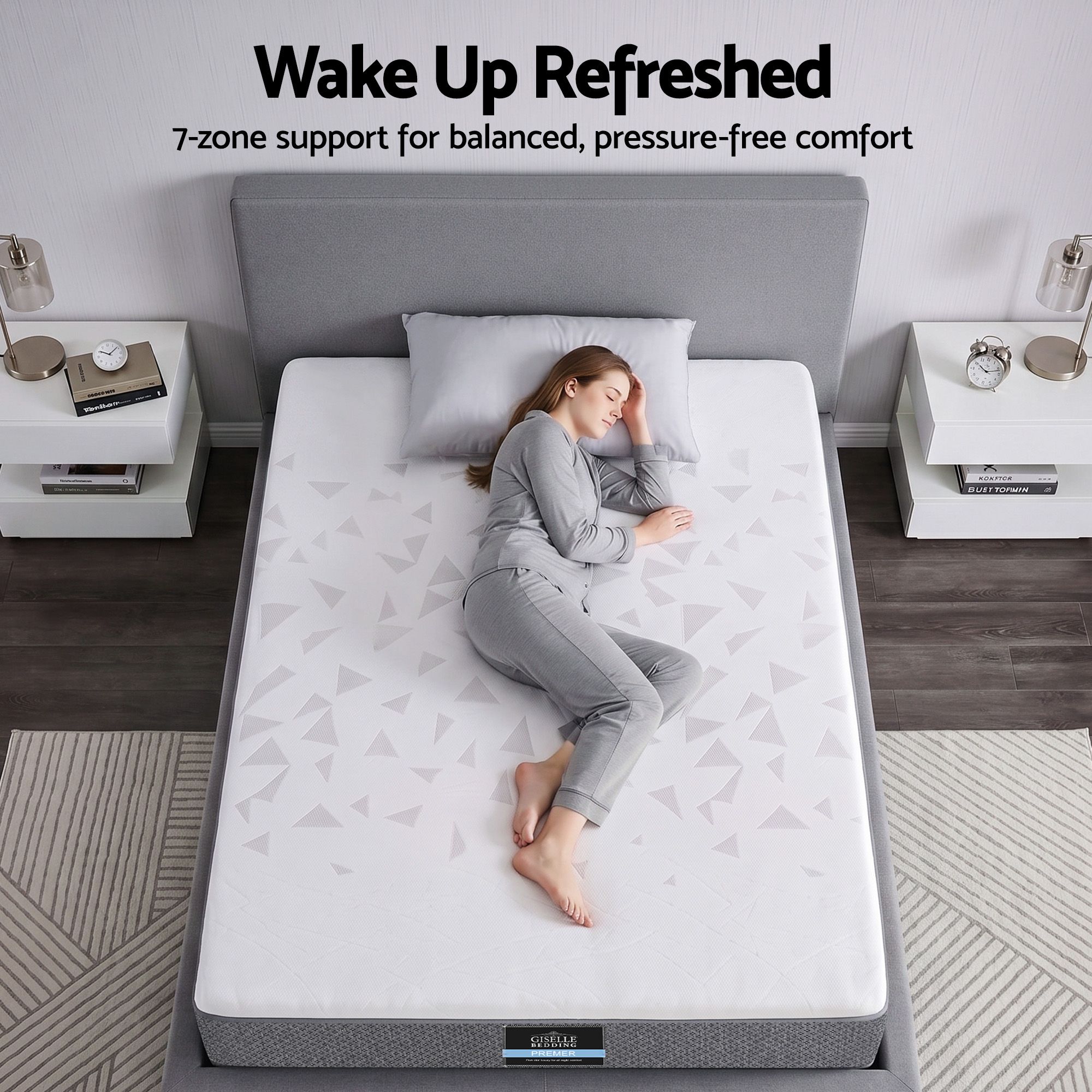 Giselle Bedding Single Mattress 23cm Pocket Spring Mattress with Adjustable Firmness Reversible Foam Layer for Medium Firm & Firm Support Motion Isolation Bedroom Bed - Image 7