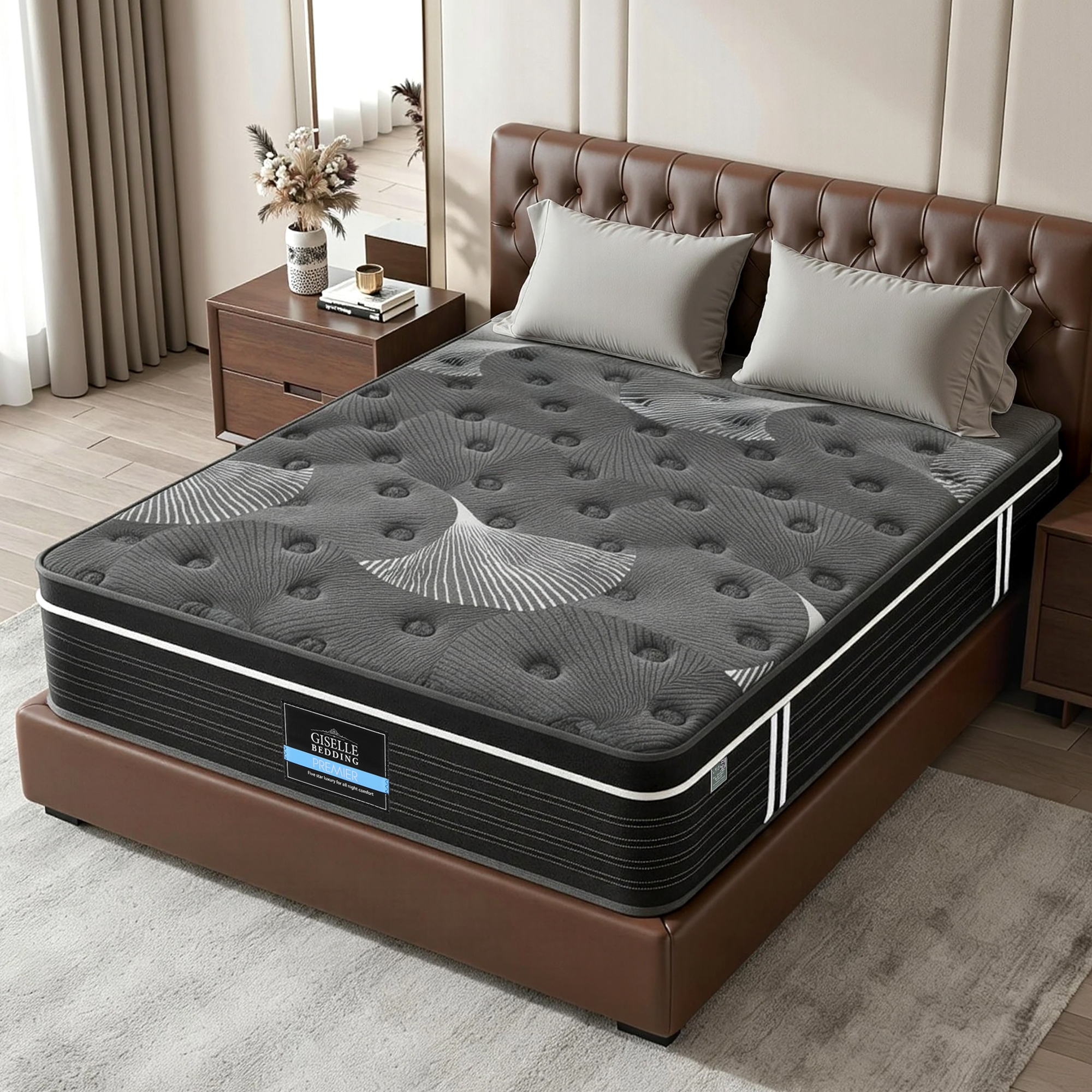 Giselle Bedding Queen Mattress 35cm Euro Top with Graphene Cooling Comfort Medium Firm - Image 1