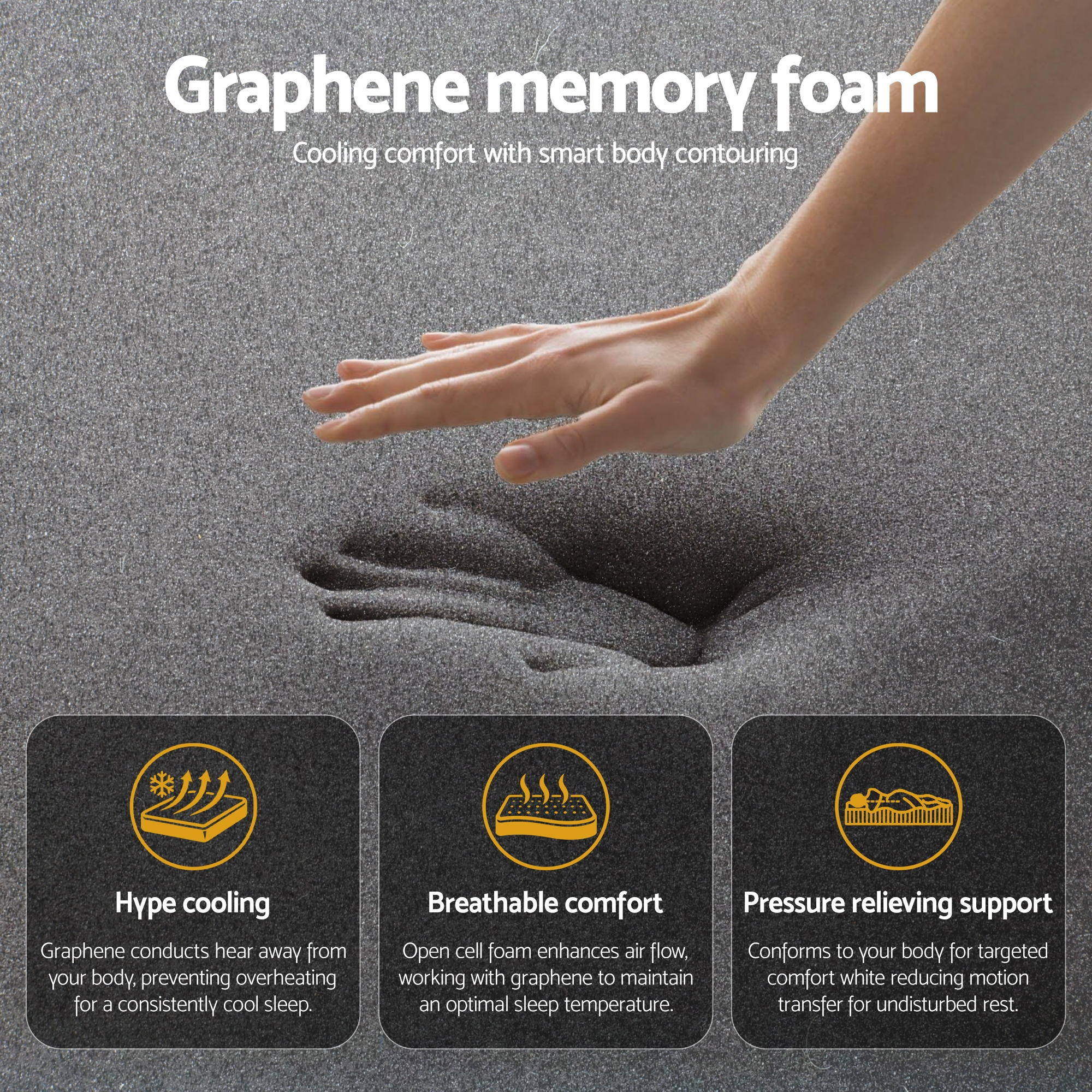 Giselle Bedding Queen Mattress 35cm Euro Top with Graphene Cooling Comfort Medium Firm - Image 6
