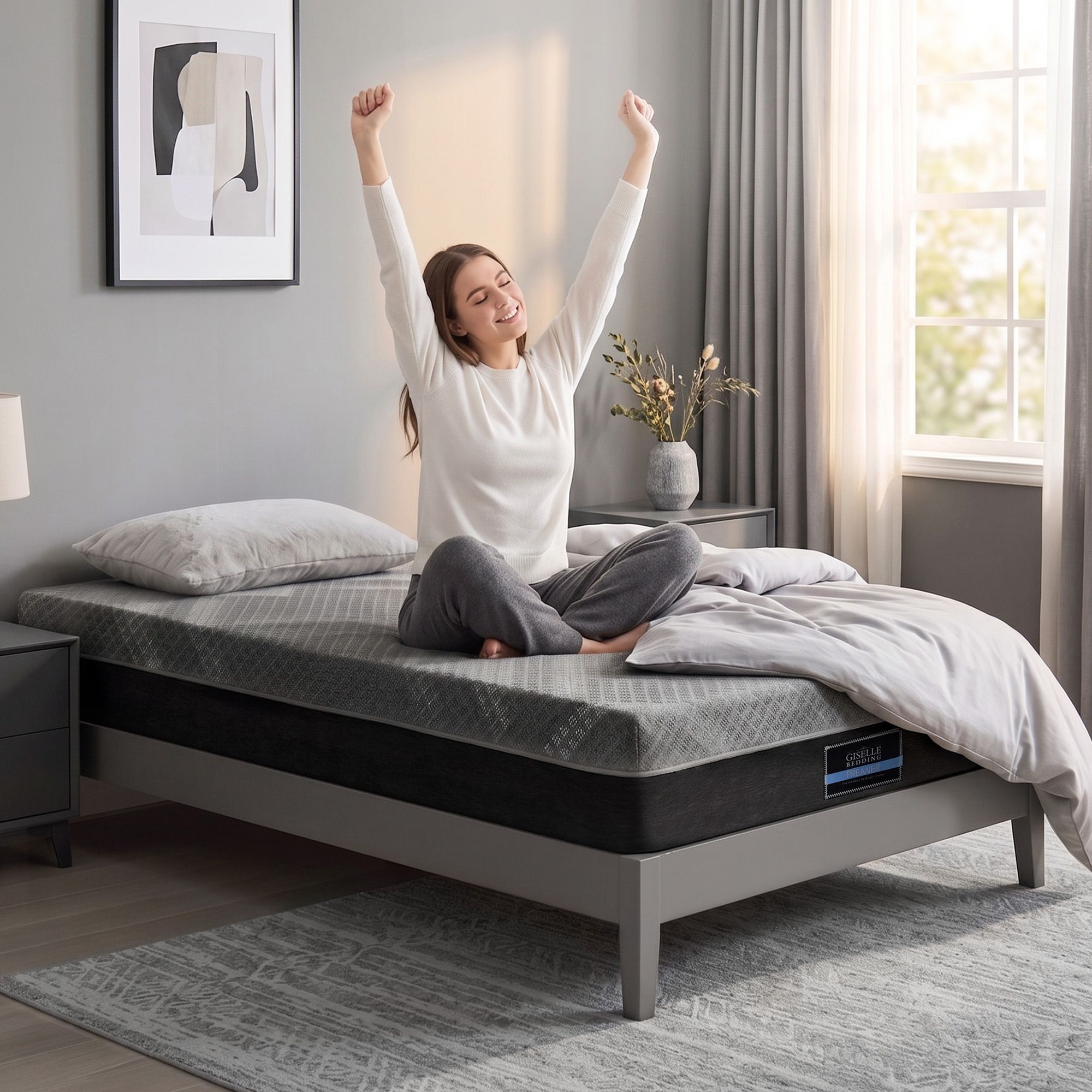 Giselle King Single Mattress 26cm Firm Pocket Spring Dual Edge Support Dark Grey - Image 8