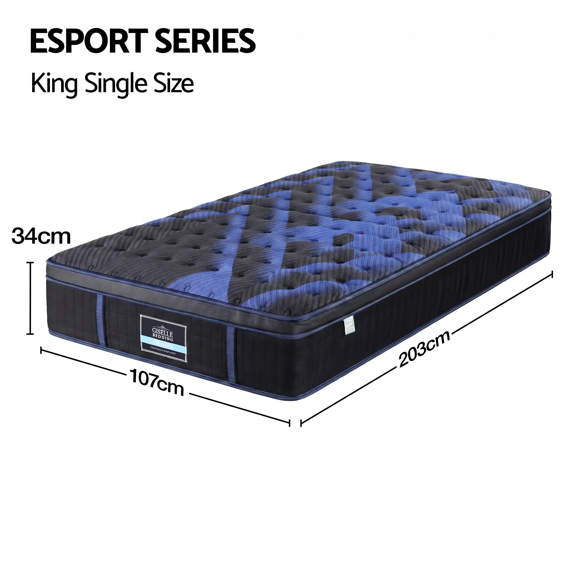 Giselle 34cm King Single Hybrid Mattress with Cooling Gel Memory Foam and Edge Support - Image 2