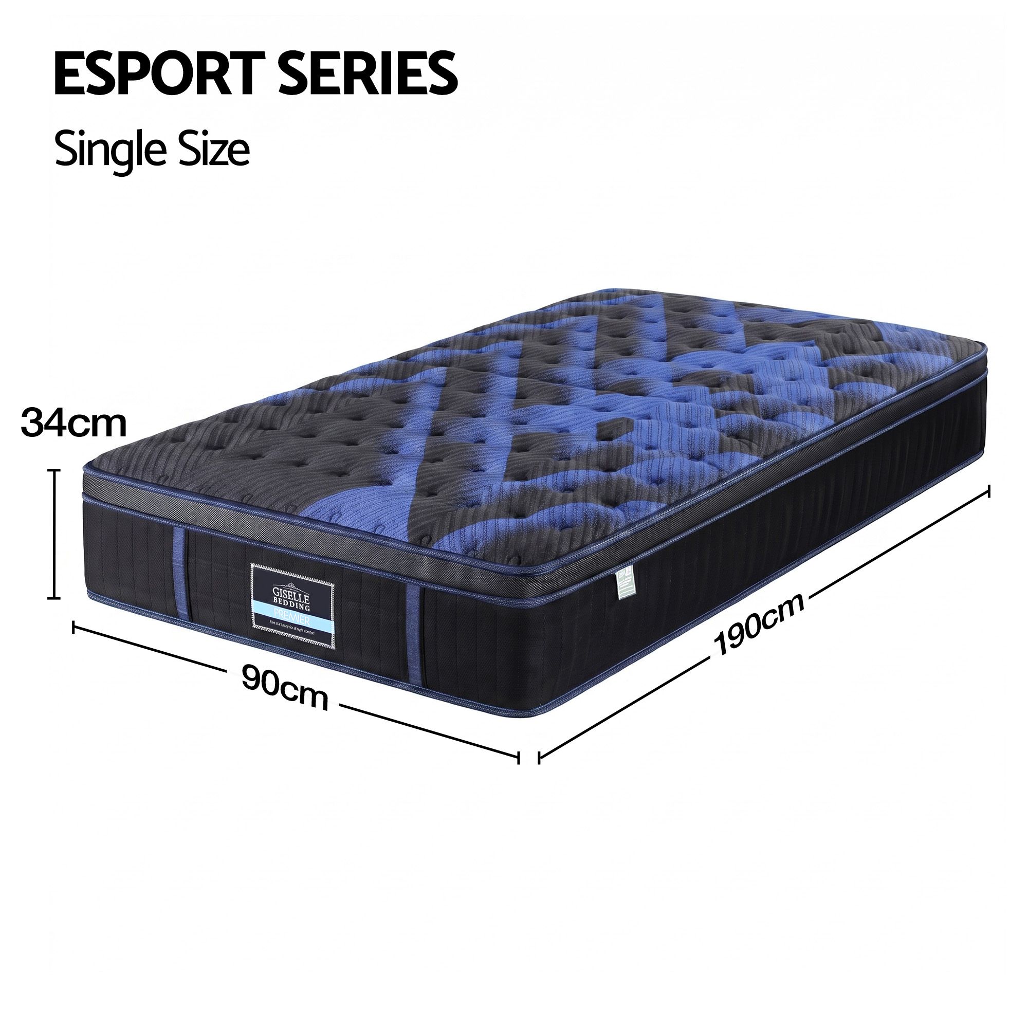 Giselle 34cm Single Hybrid Mattress with Cooling Gel Memory Foam and Edge Support - Image 2