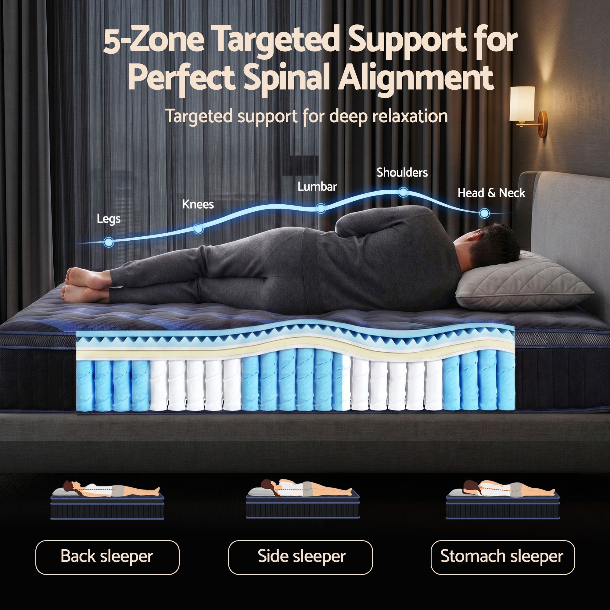 Giselle 34cm Single Hybrid Mattress with Cooling Gel Memory Foam and Edge Support - Image 6