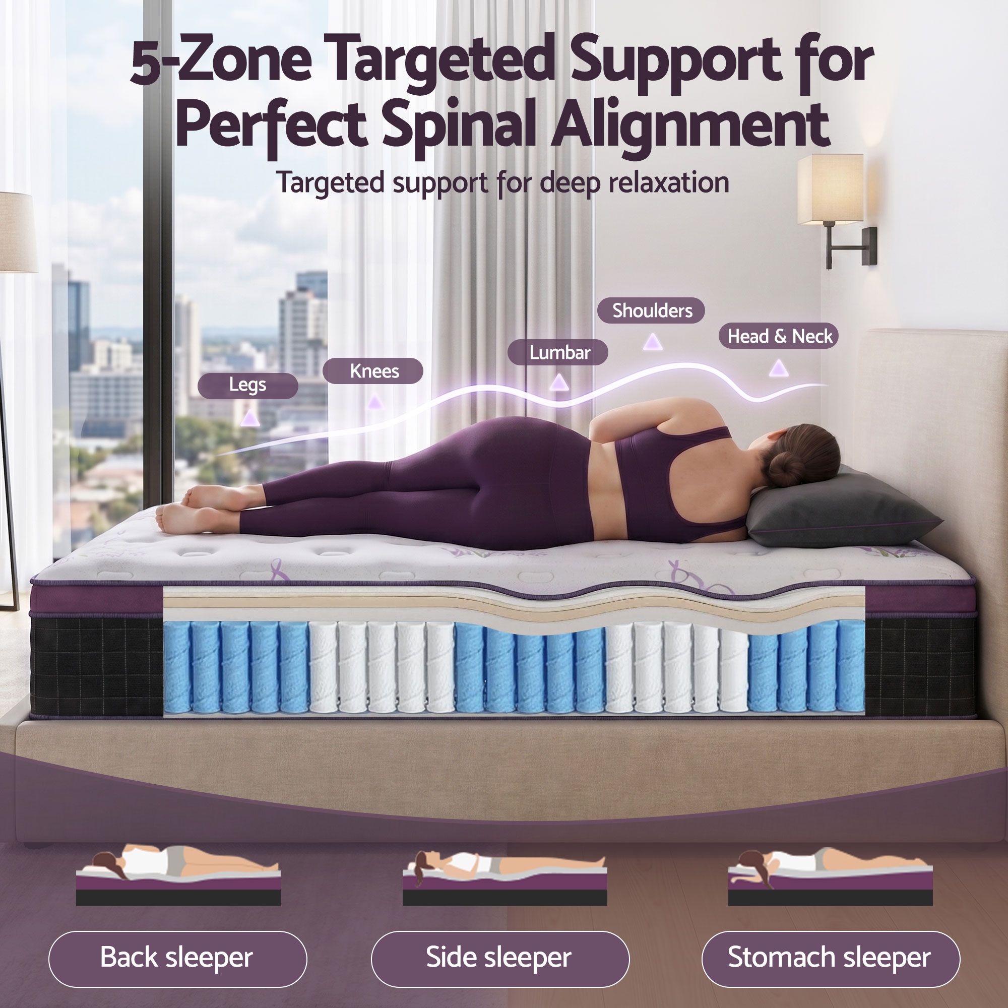 Giselle King Single Euro Top Mattress Firm Pocket Spring Edge Support - Image 6