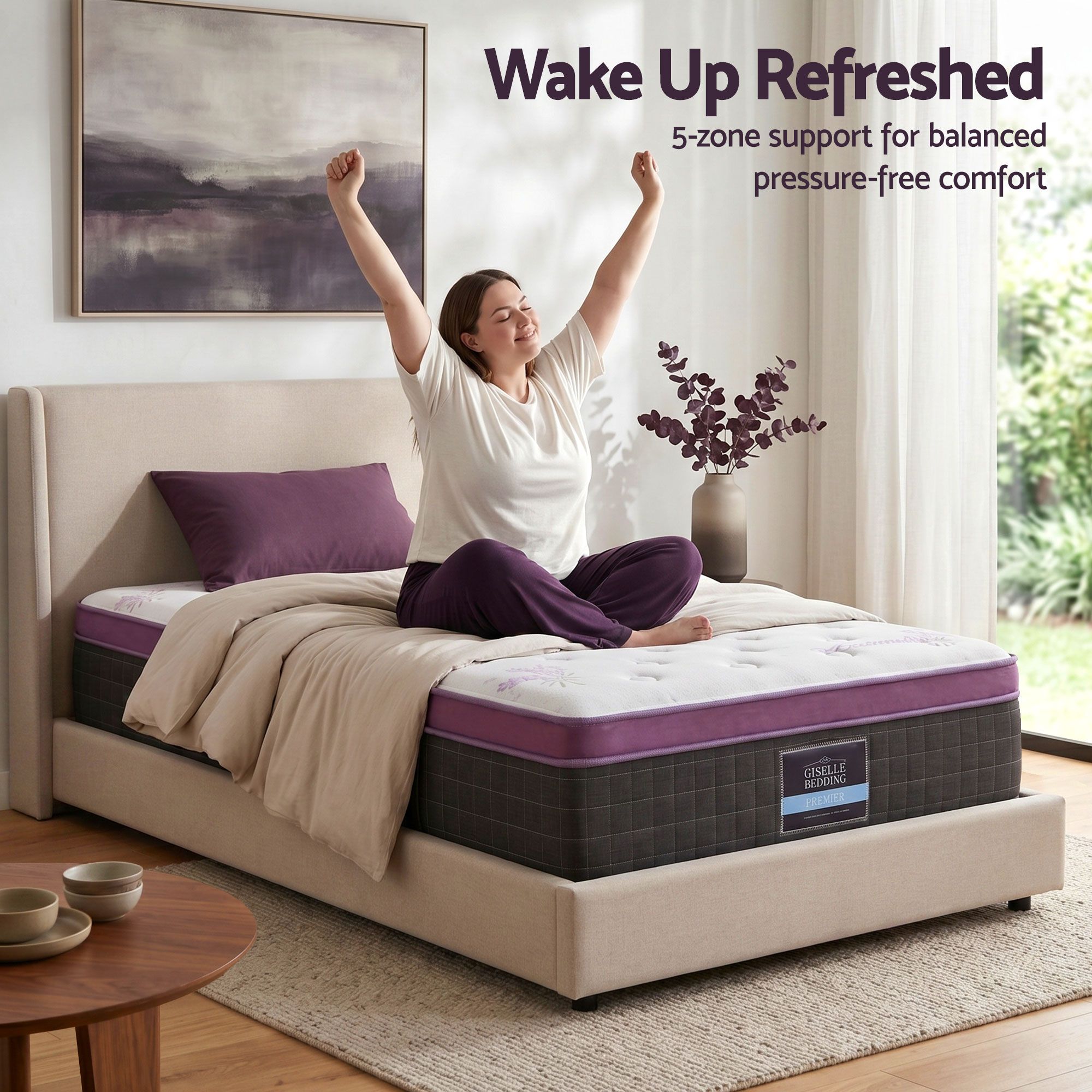Giselle Single Euro Top Mattress Firm Pocket Spring Edge Support - Image 8