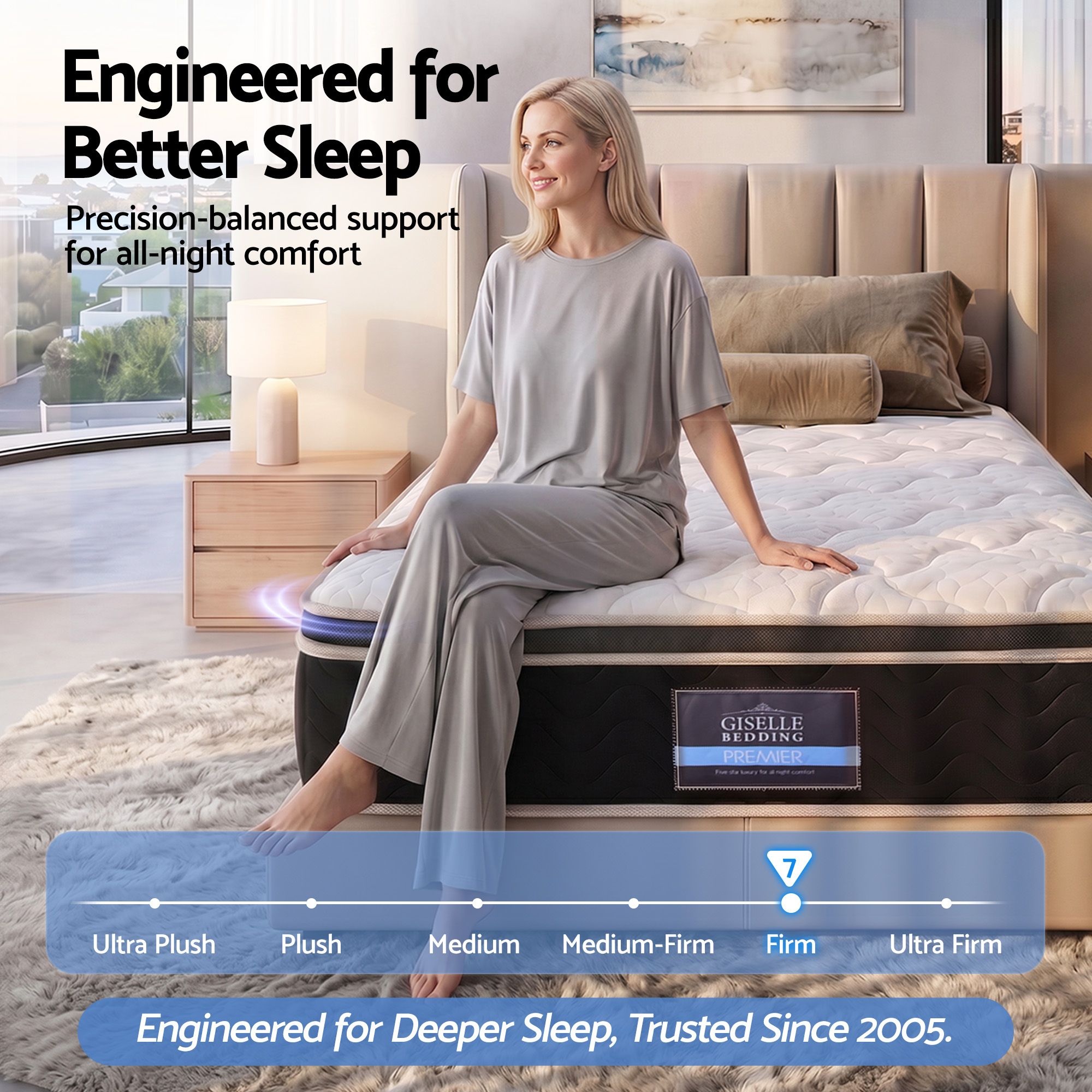 Giselle 35cm King Single Mattress Firm with Copper Memory Foam and Edge Support - Image 4