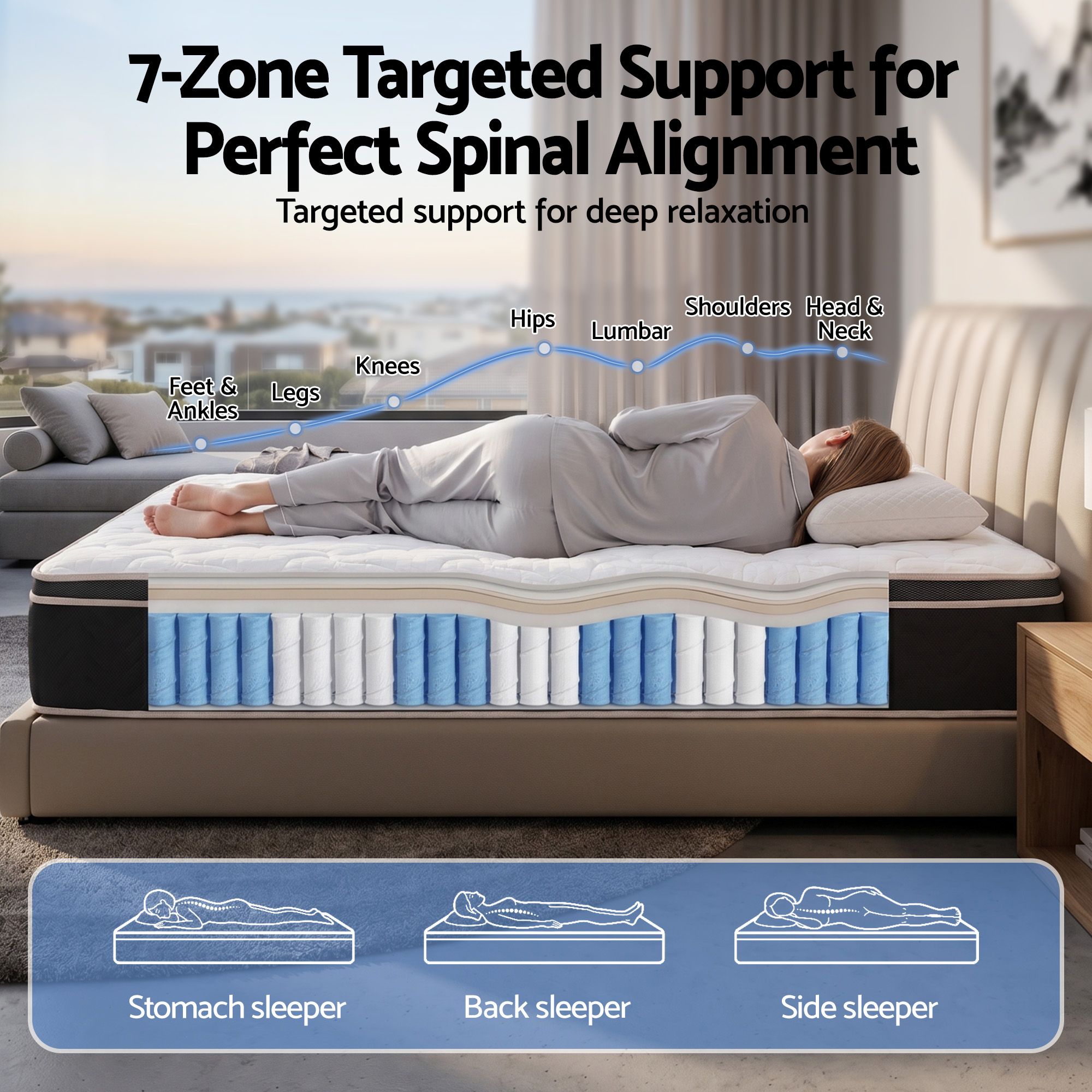 Giselle 35cm Queen Mattress Firm with Copper Memory Foam and Edge Support - Image 6