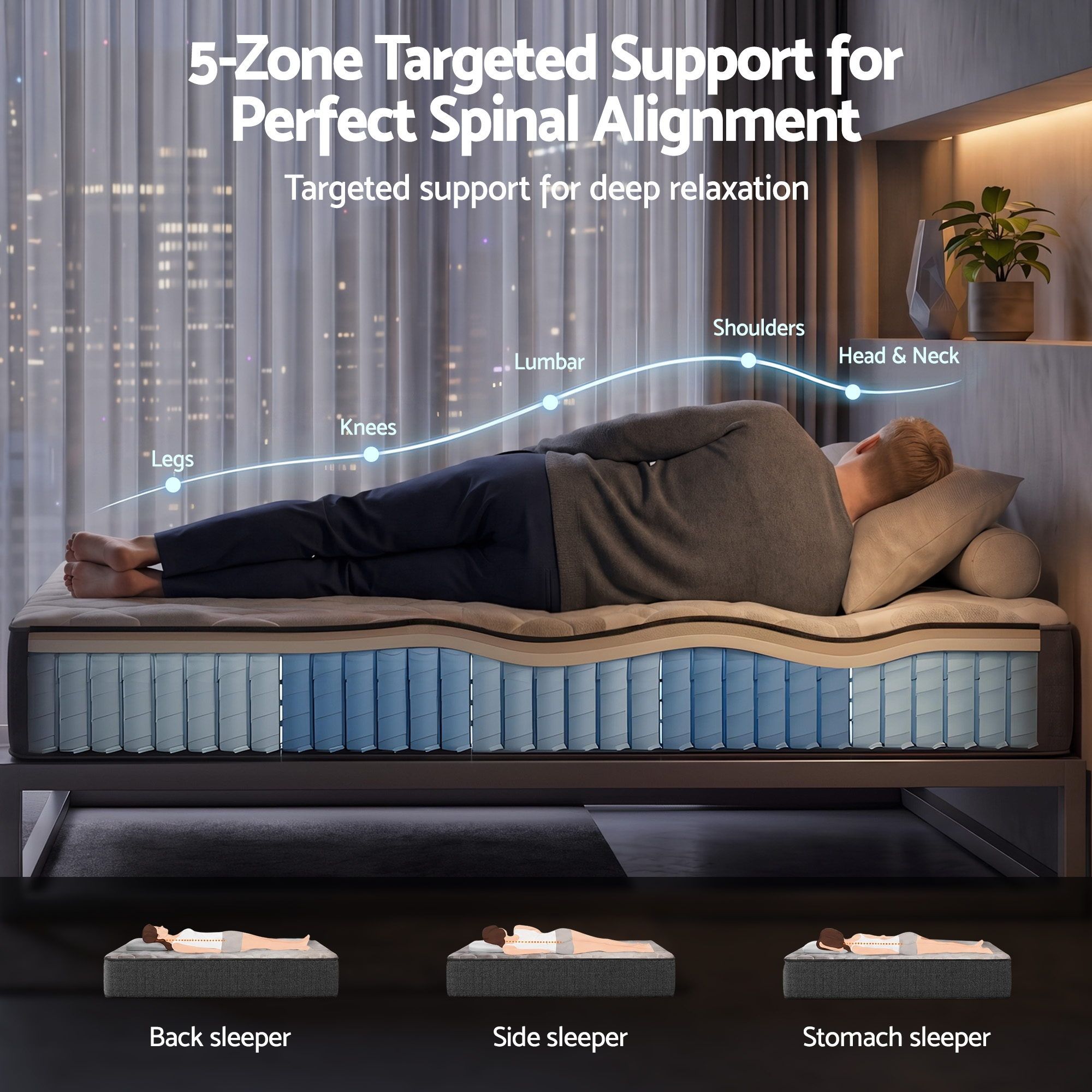 Giselle 30cm Double Mattress with Edge Support and 5-Zone Comfort - Image 6