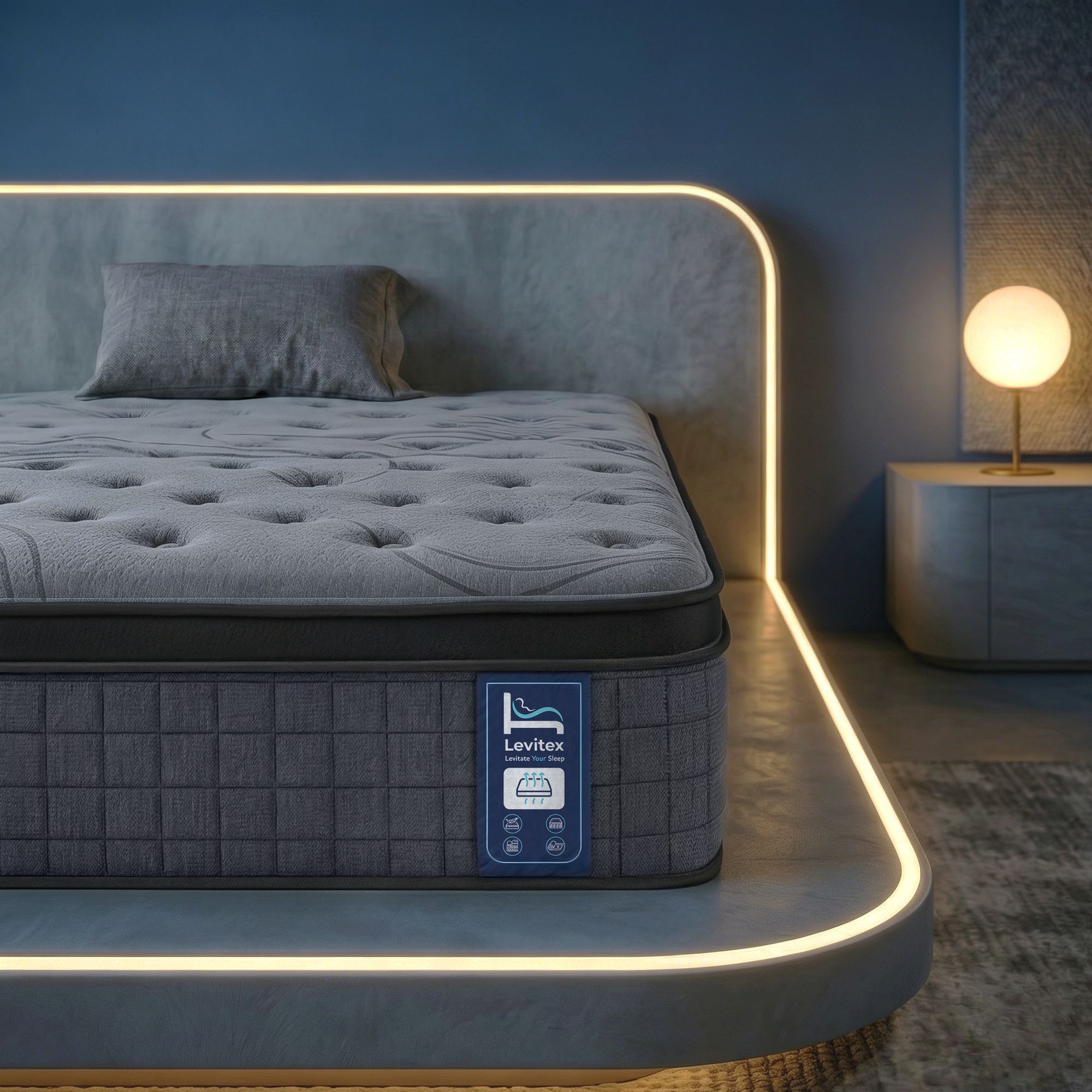 Levitex King Single Mattress 33 cm 7-Zone Pocket Spring 8.0 Extra Firm with Dual-Row Edge Support & Breathable Knit Cover - Image 1