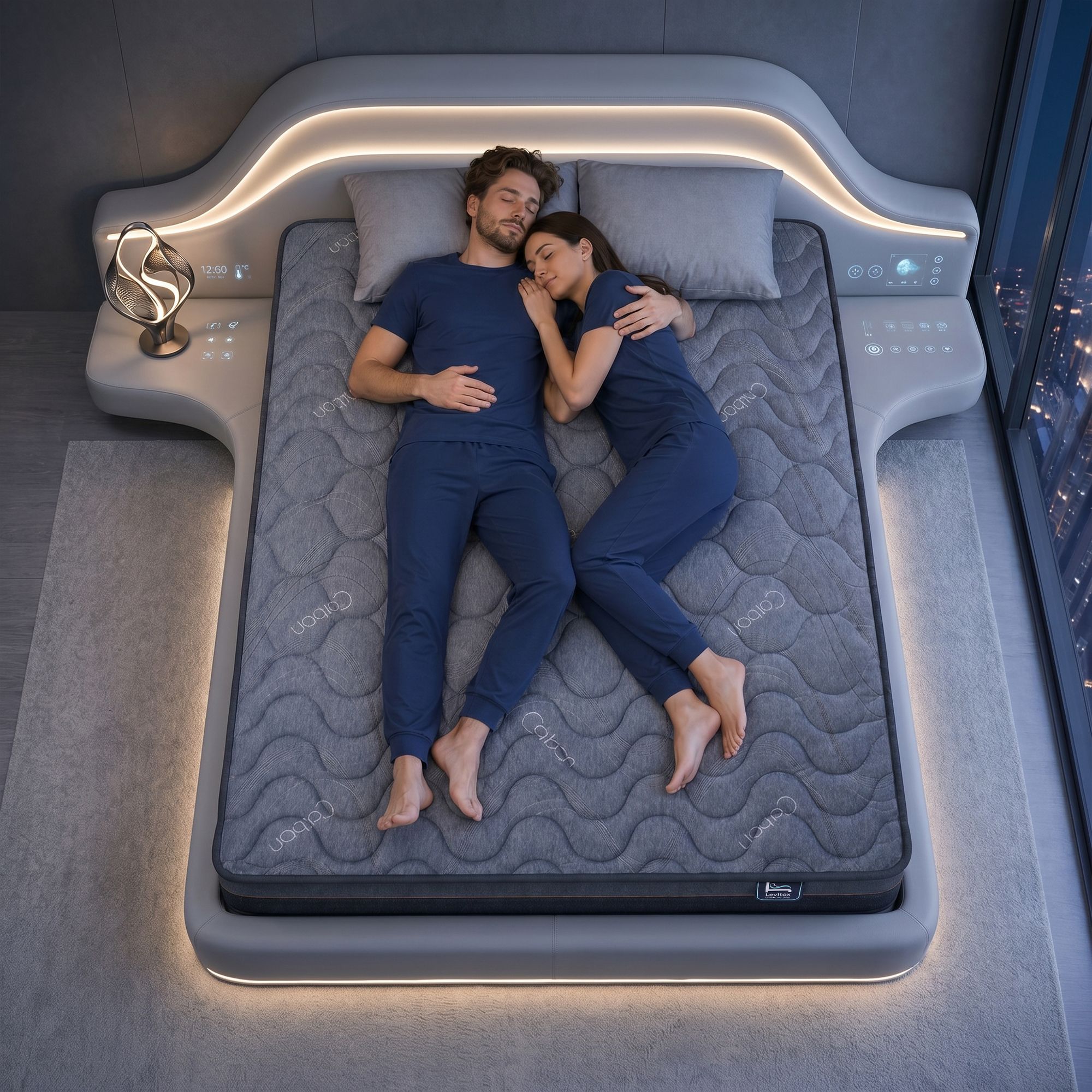 Levitex Double Mattress 25 cm Hybrid Pocket Spring with 4cm Egg Crate Foam for Deep Sleep Bamboo Charcoal Fabric - Image 1